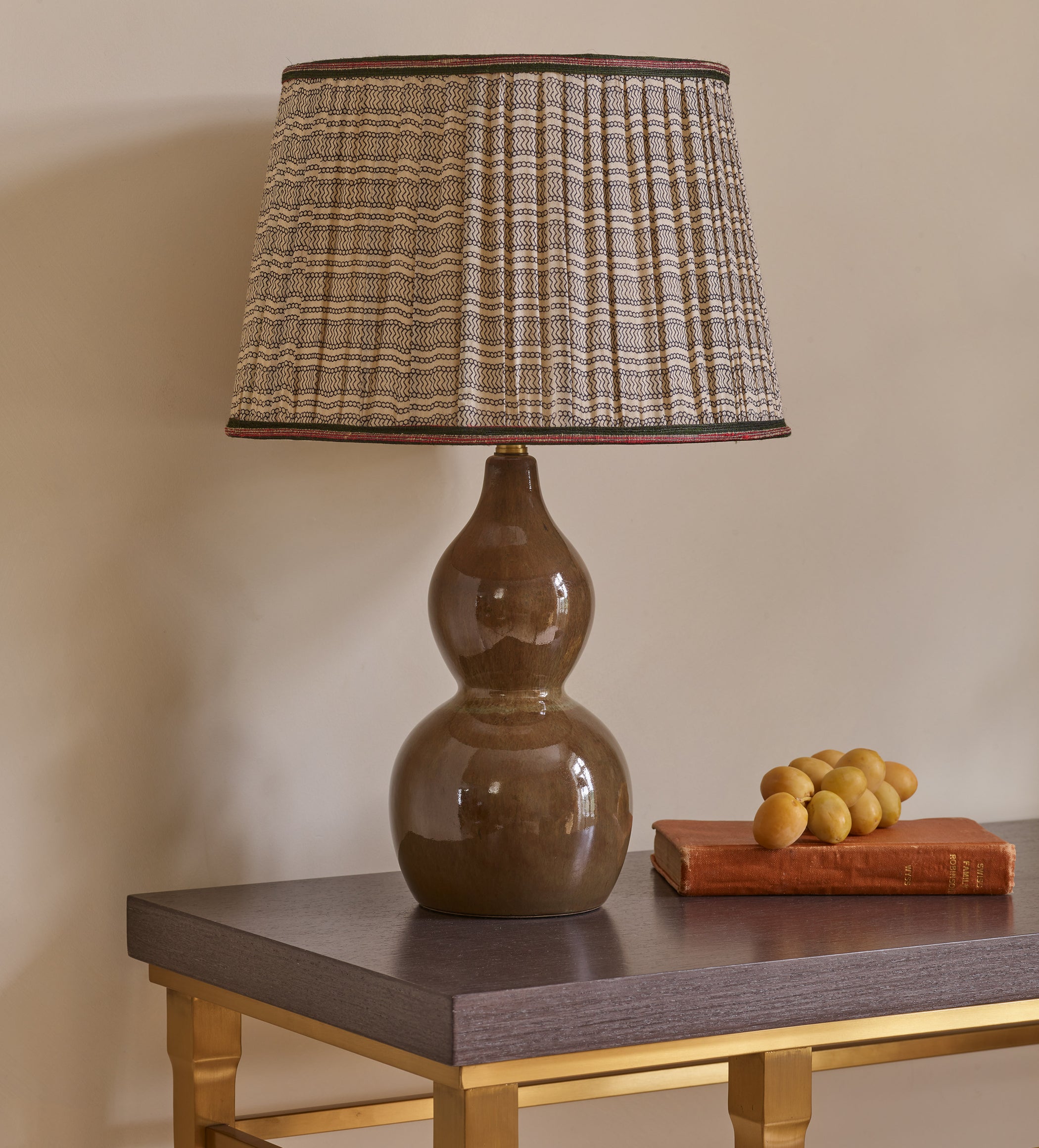 Ginevra Pleated Silk Lampshade 35cm - Off-White/Black