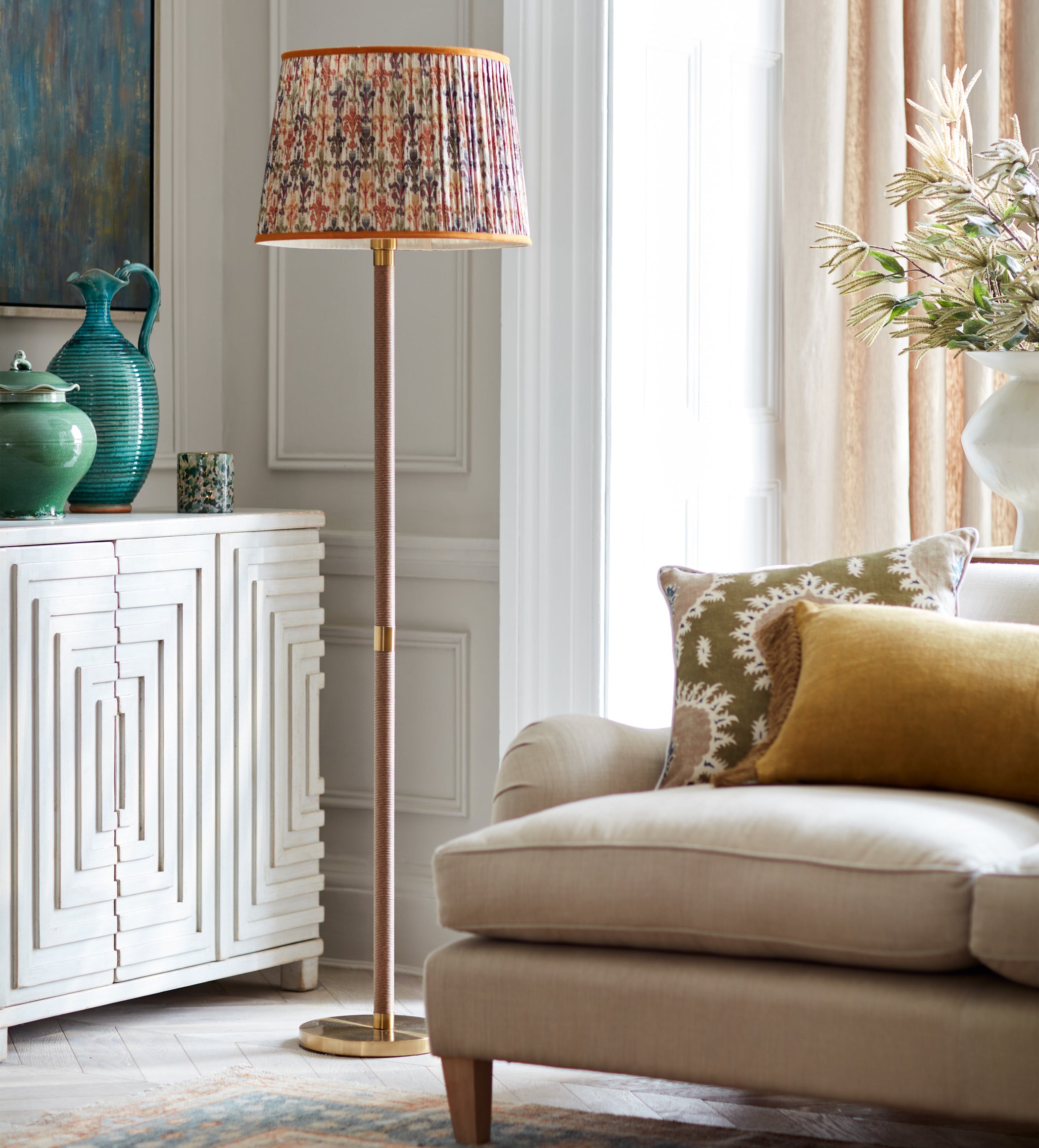 Girandole Pleated Linen Lampshade 45cm - Multi