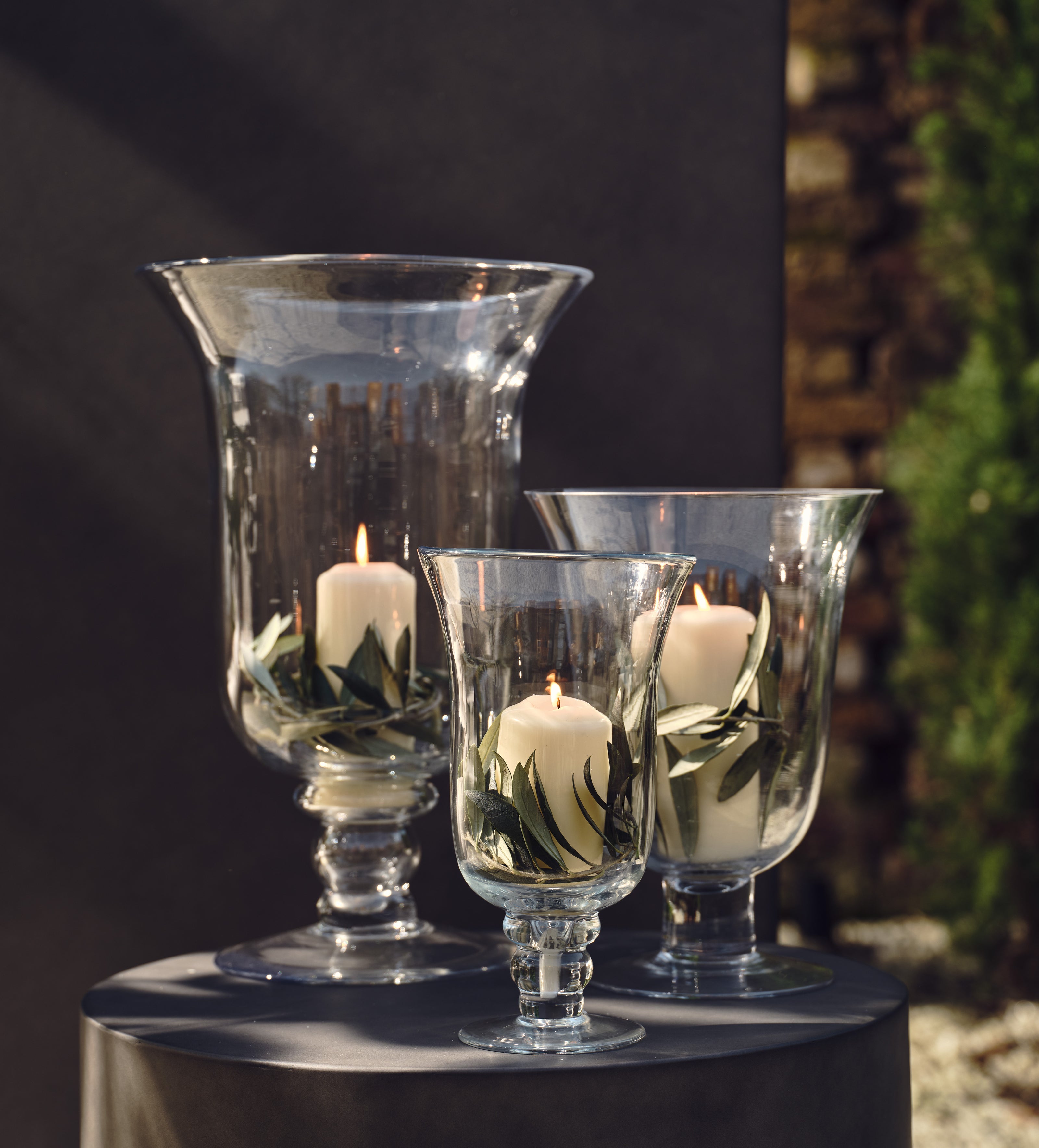 Glass Hurricane Vase/Candle Holder - Medium - Clear