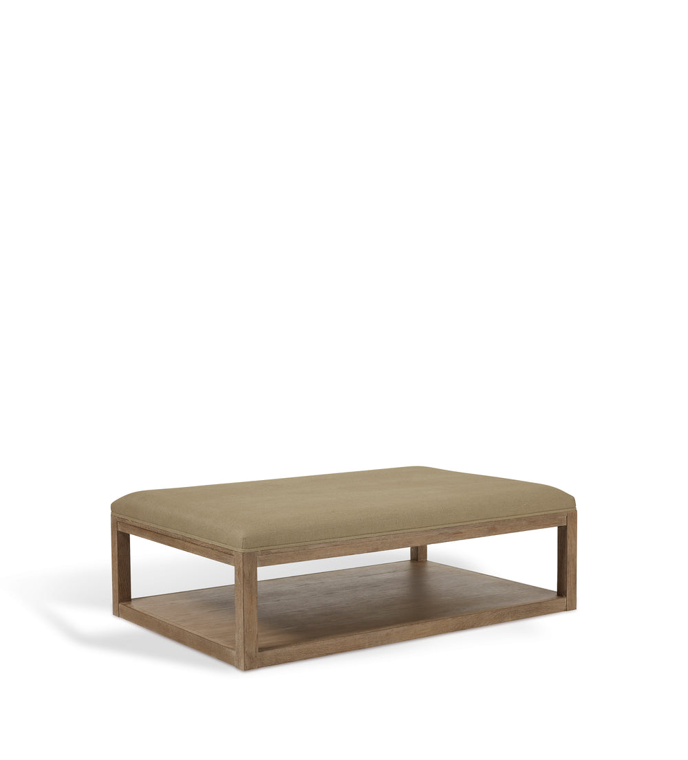 Glin Linen Ottoman - Wild Oats Wide Herringbone
