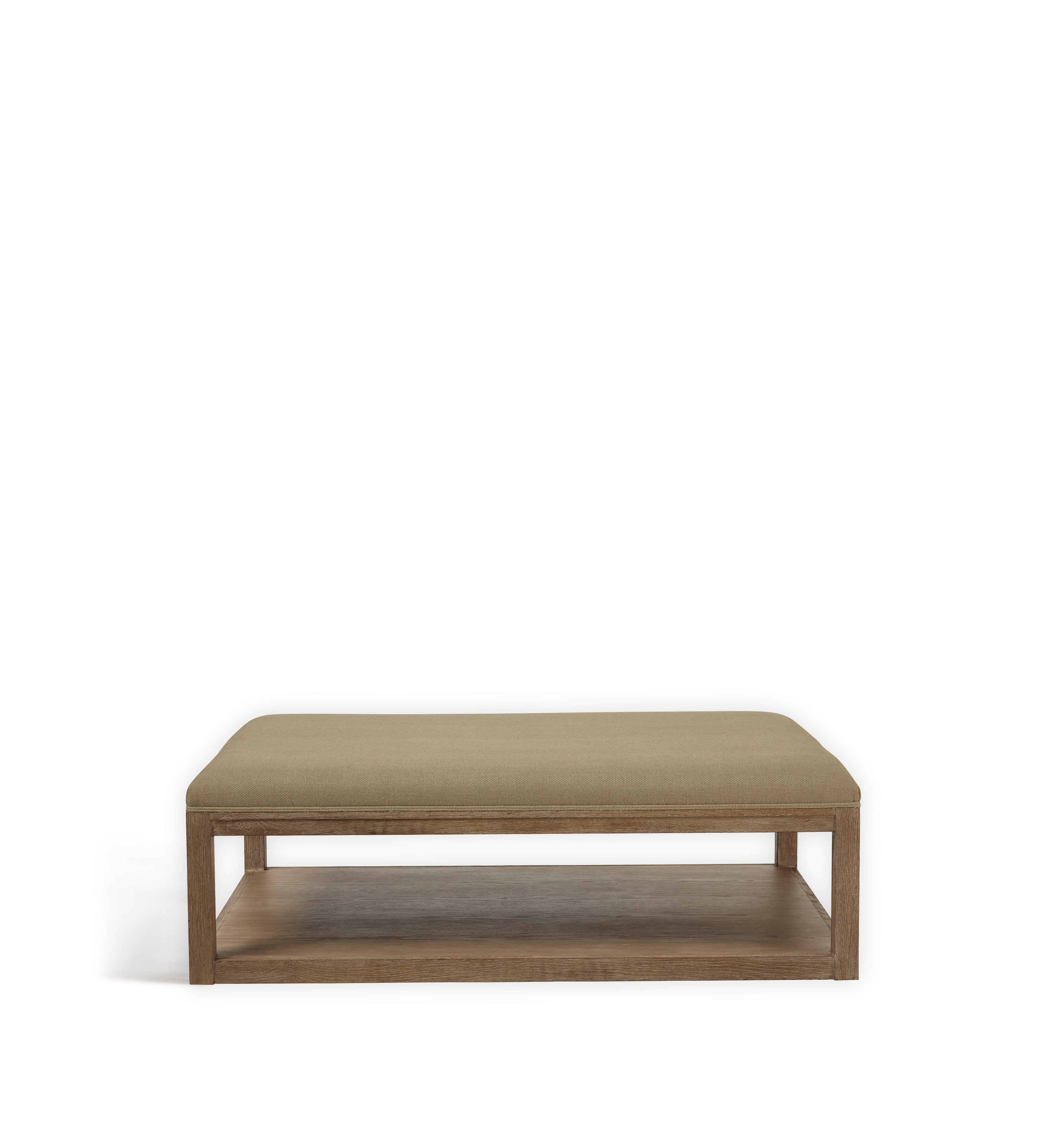 Glin Linen Ottoman - Wild Oats Wide Herringbone