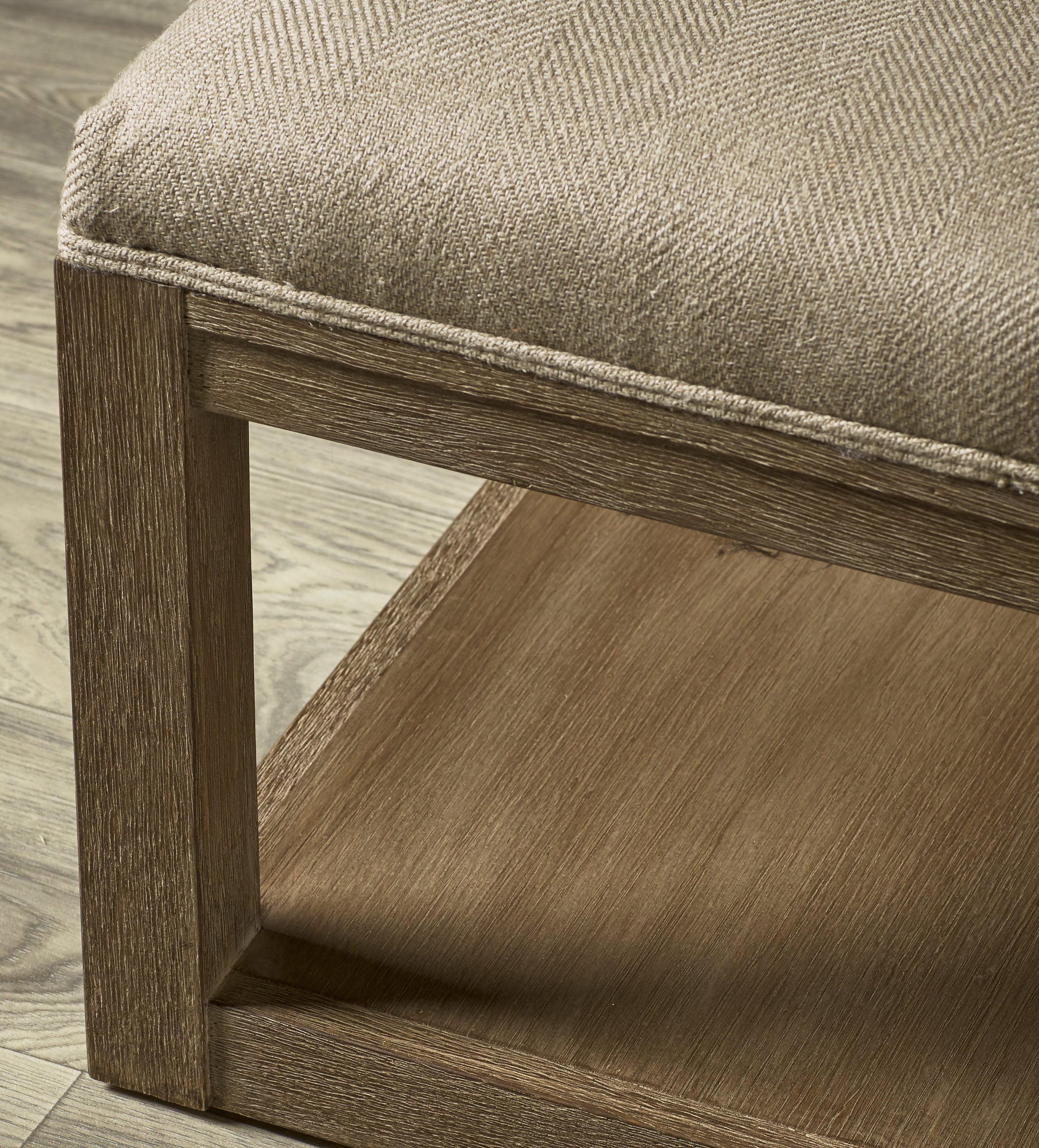 Glin Linen Ottoman - Wild Oats Wide Herringbone