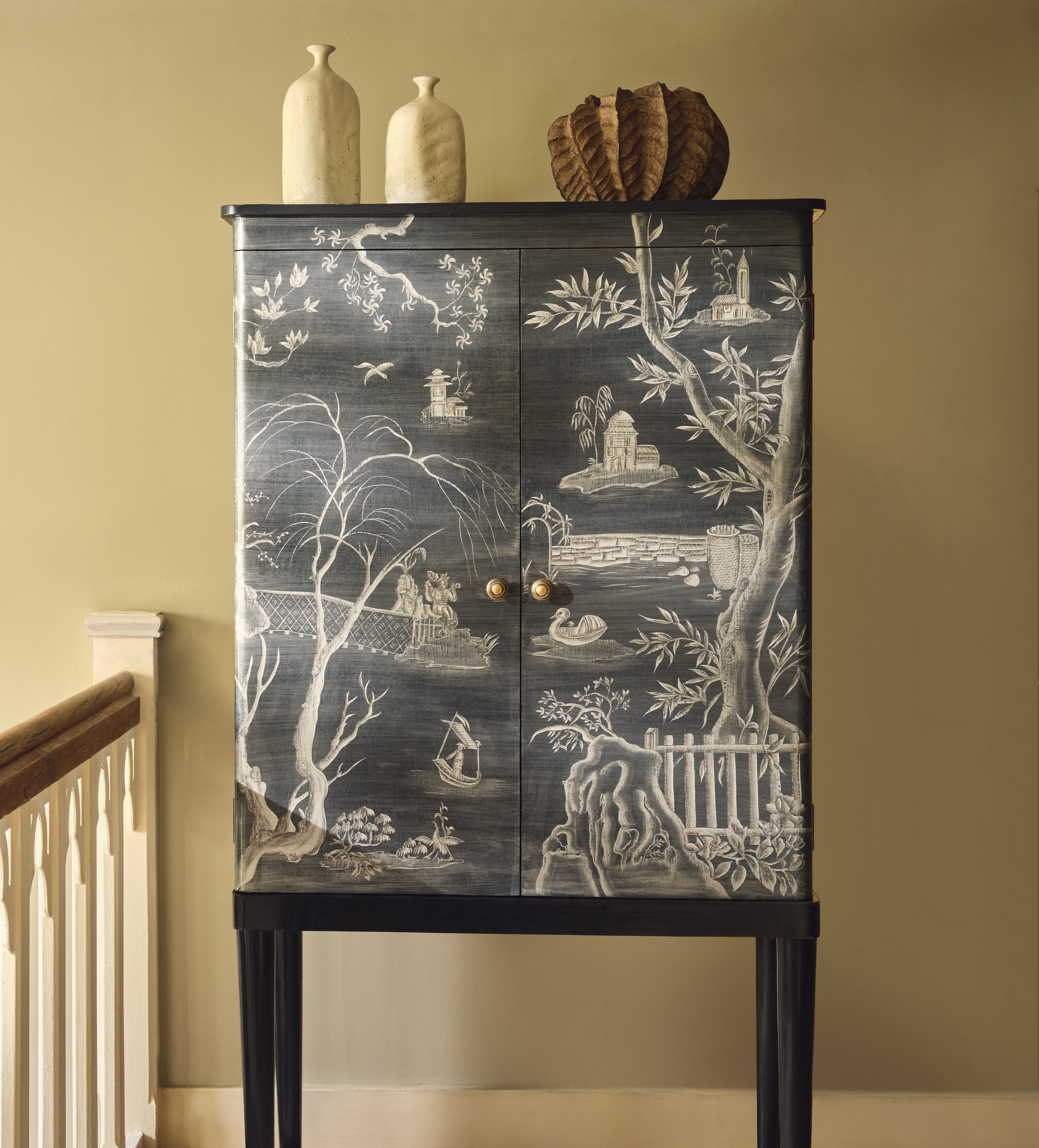 Gonglin Wine Cabinet - Petrol Blue | OKA