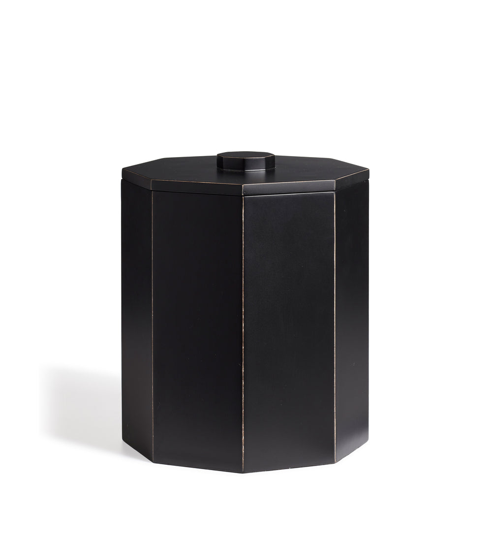 Gonia Wastepaper Bin with Lid - Rubbed Black