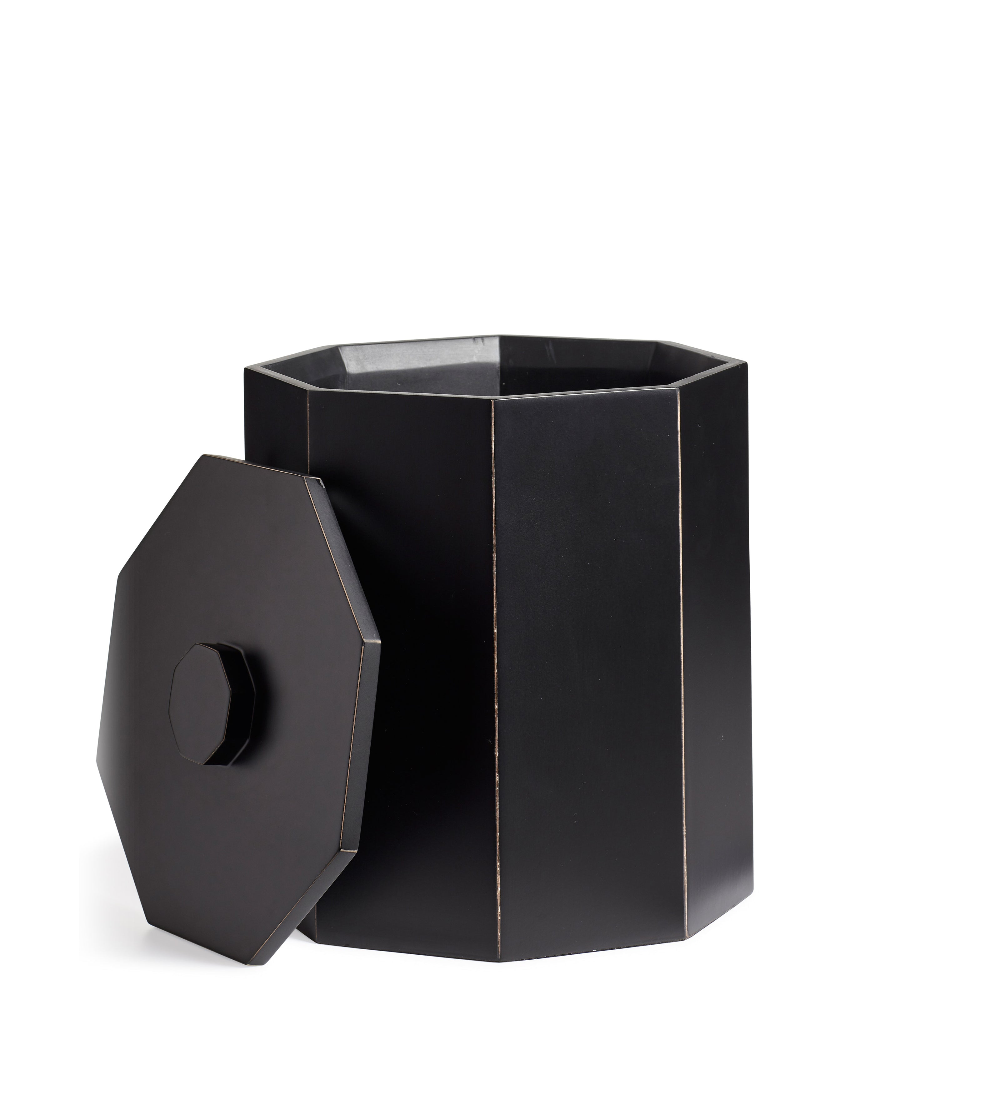 Gonia Wastepaper Bin with Lid - Rubbed Black