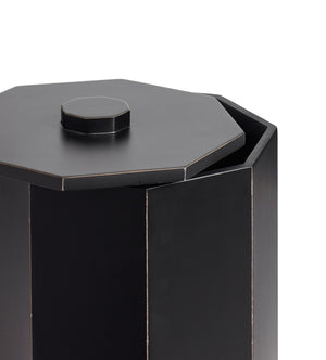 Gonia Wastepaper Bin with Lid - Rubbed Black | OKA