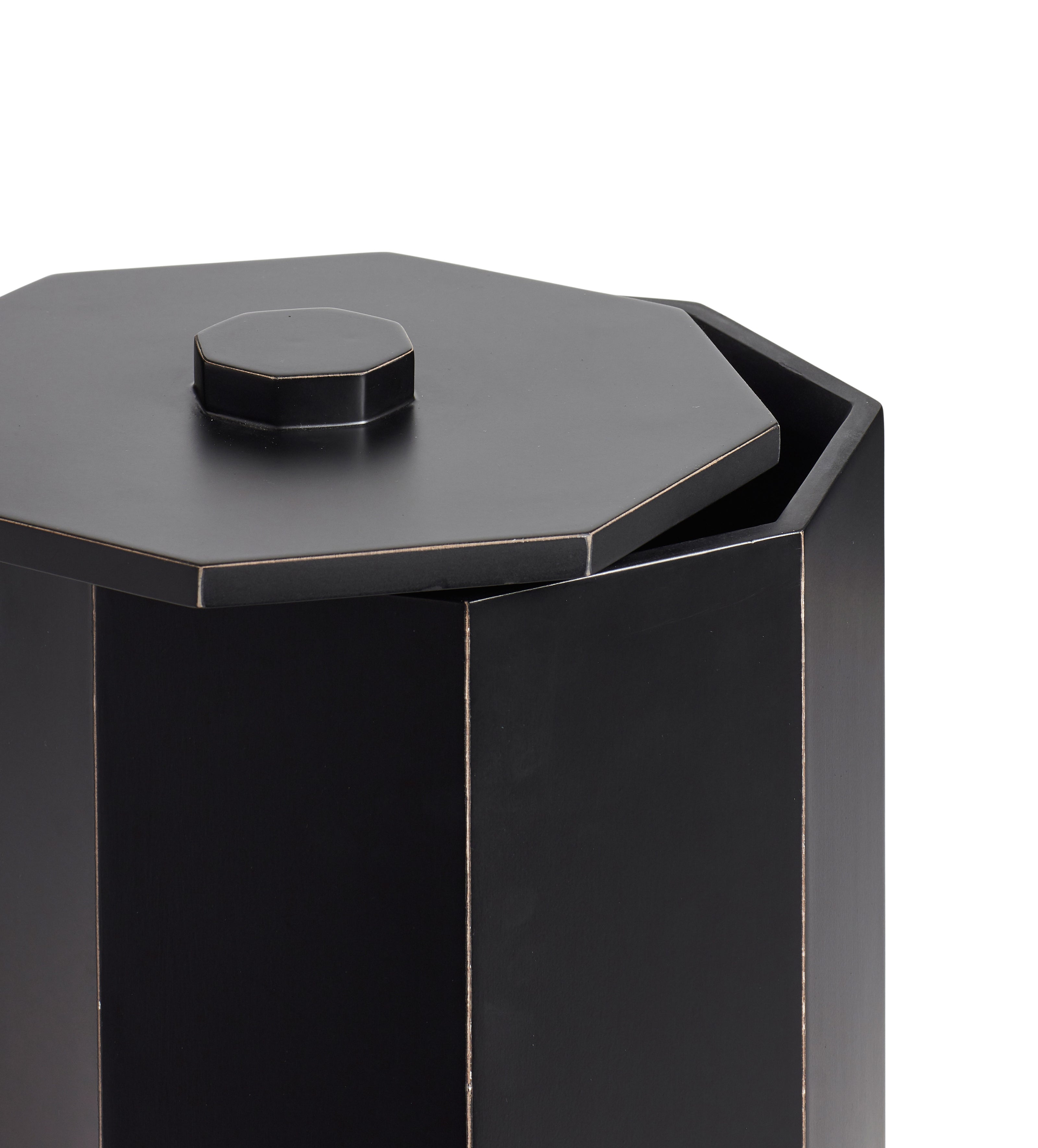Gonia Wastepaper Bin with Lid - Rubbed Black
