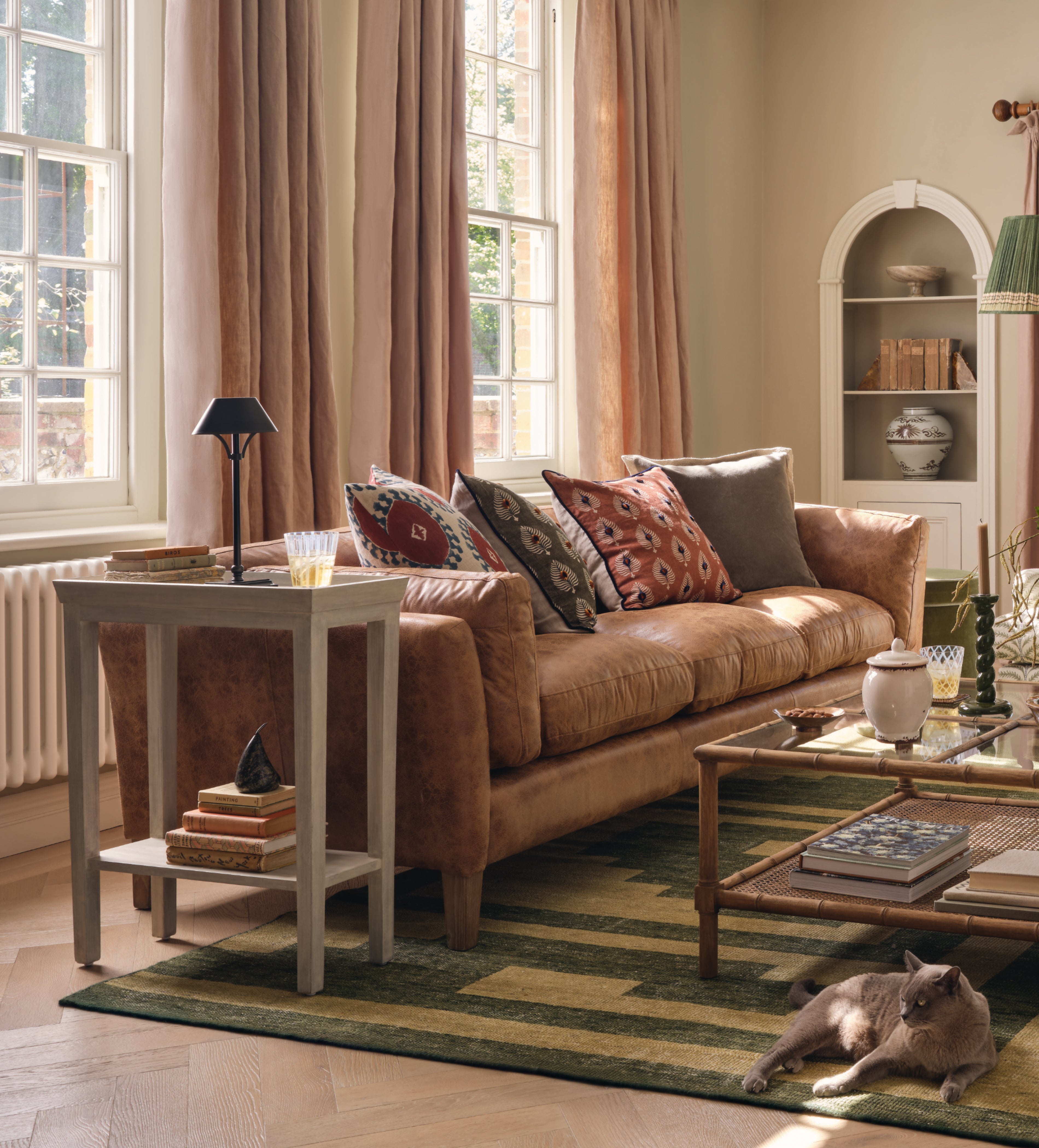 Gustavian Sofa Side Table - Silver Birch Grey | OKA