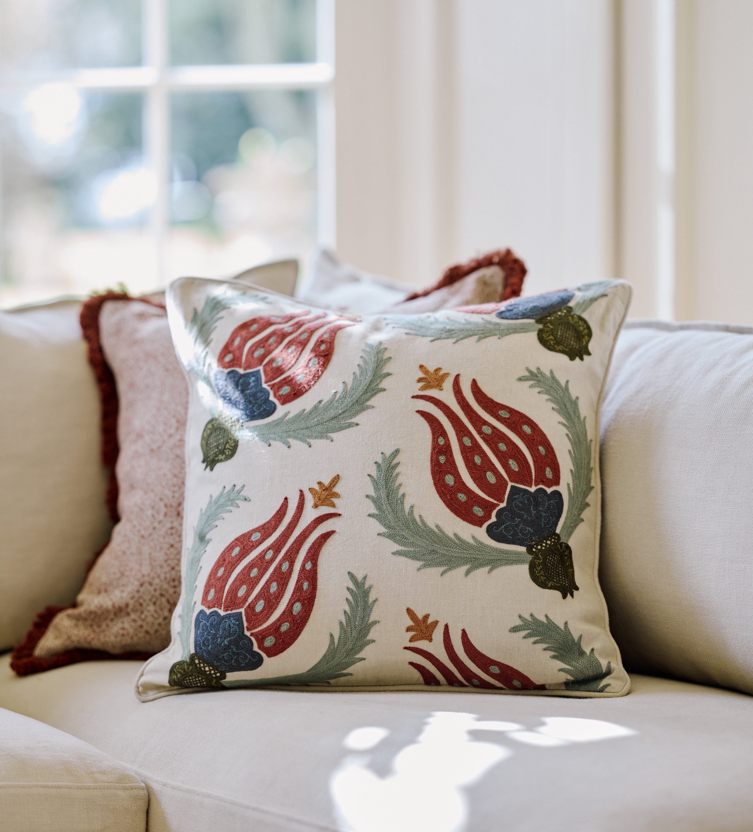 Hazra Cushion Cover - Air Force Blue/Russet