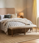 Hester Bench - Flaxen Diamond Twill