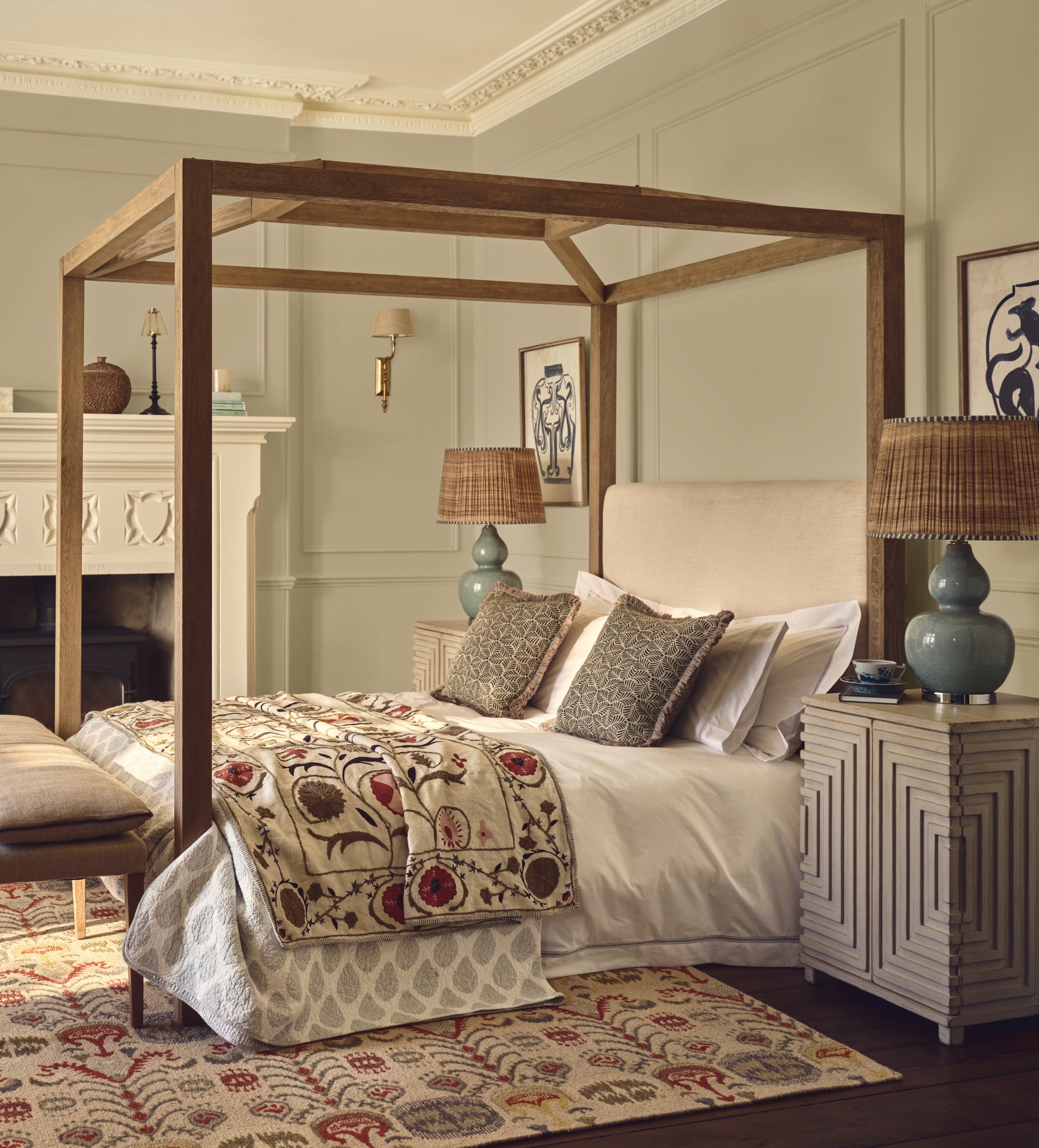 Hester Four-Poster Bed - Super King - Bleached Oak