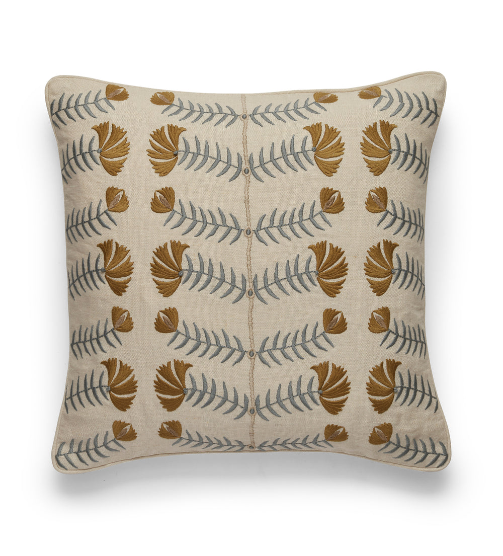 Highweald Cushion Cover - Ochre/Seafoam