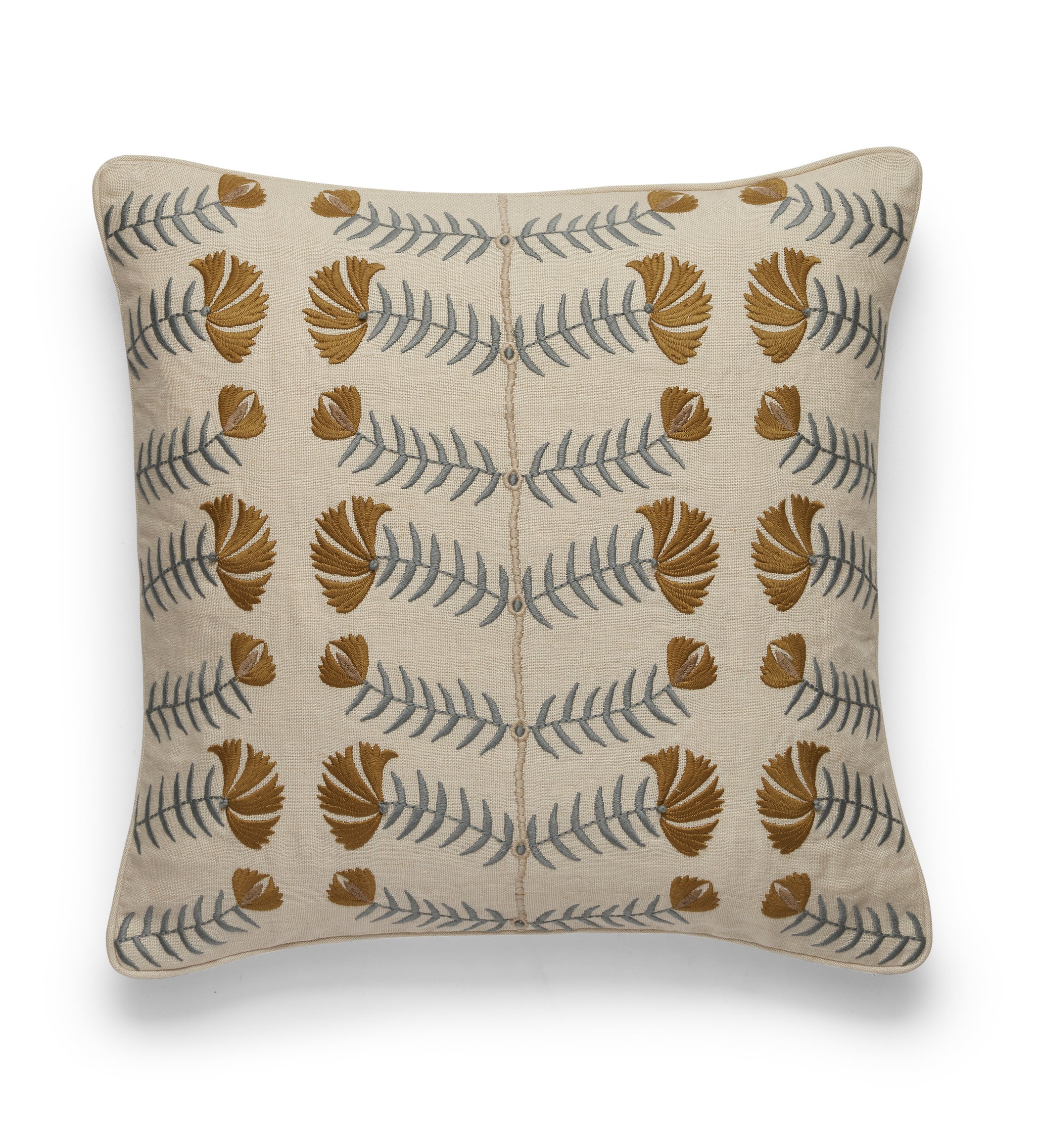Highweald Cushion Cover - Ochre/Seafoam