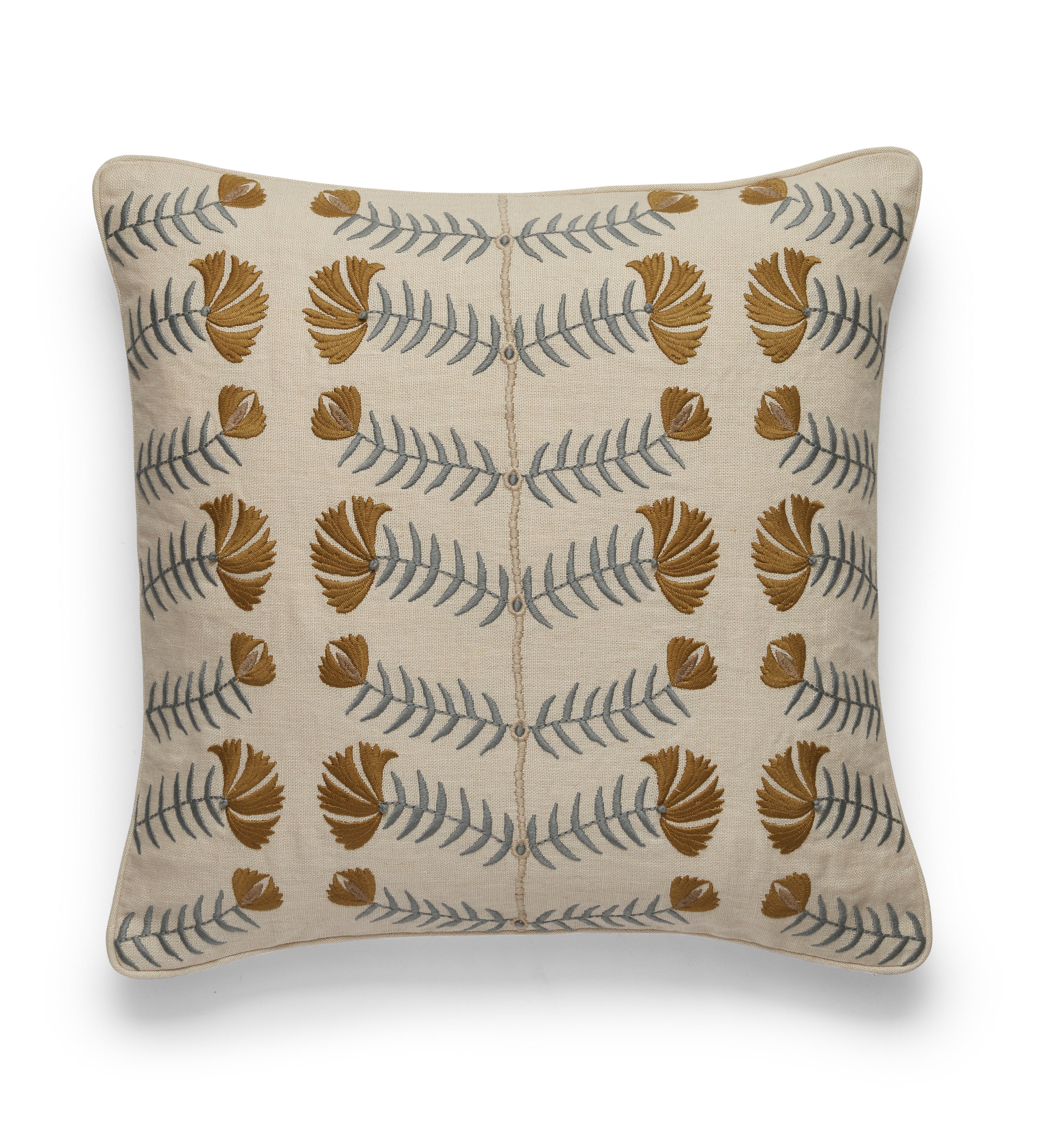 Highweald Cushion Cover - Ochre/Seafoam