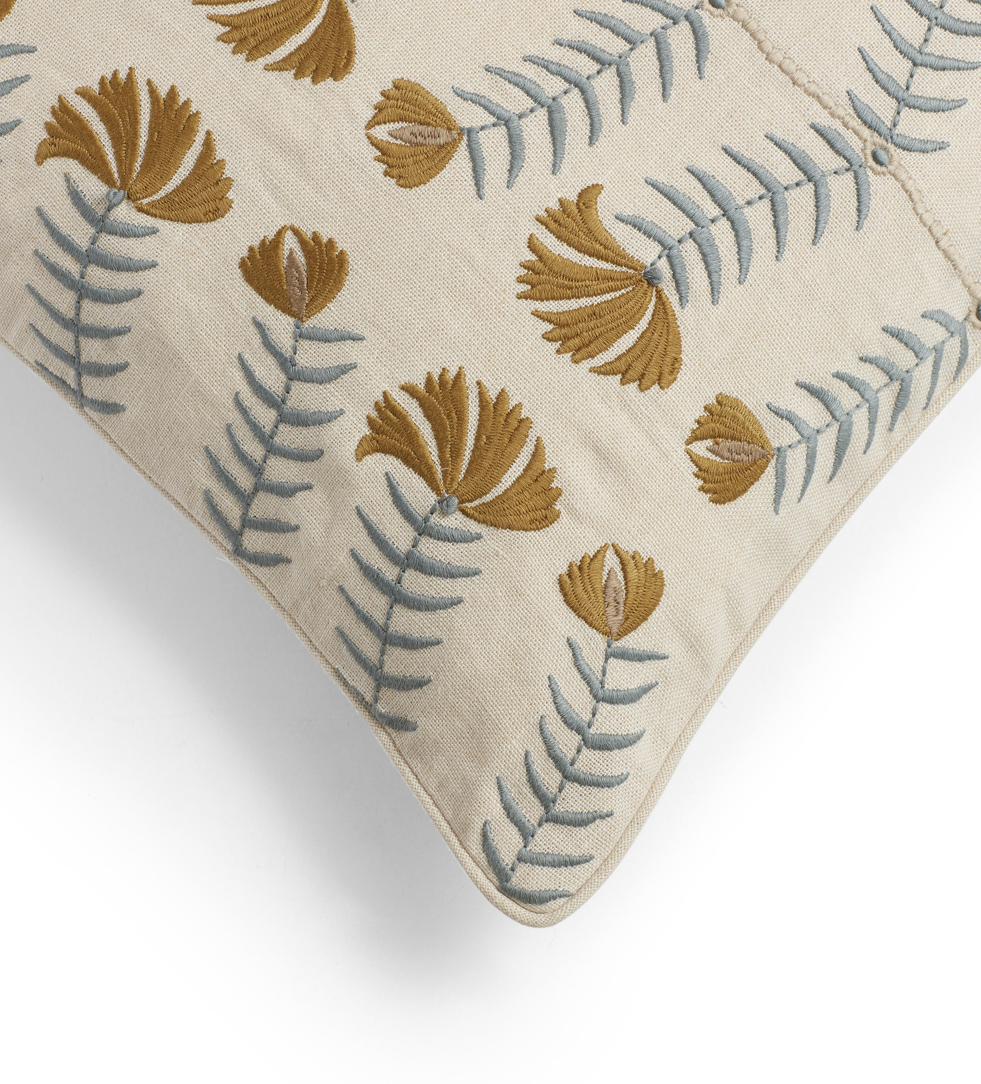 Highweald Cushion Cover - Ochre/Seafoam