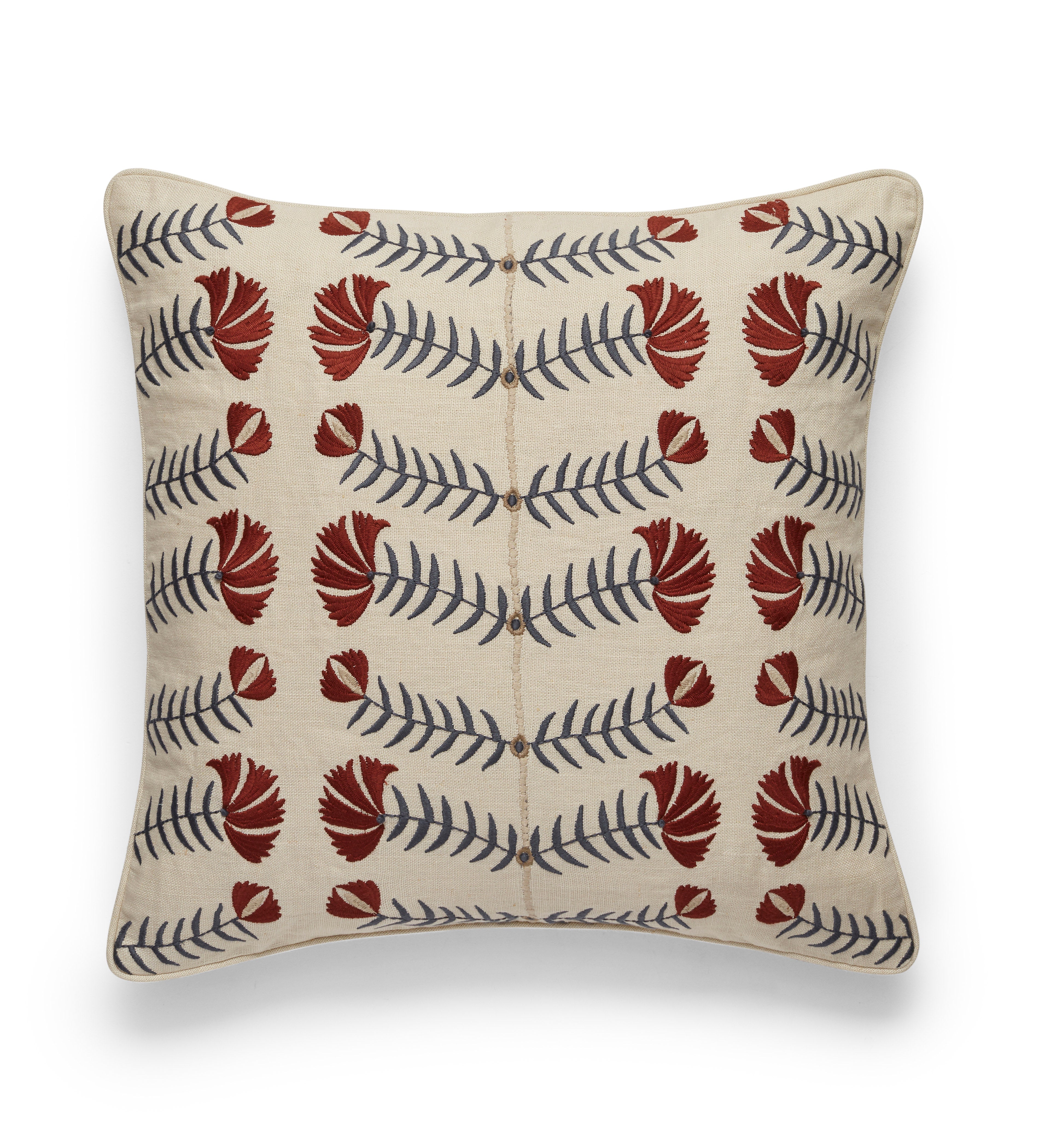 Highweald Cushion Cover - Red/Air Force Blue | OKA