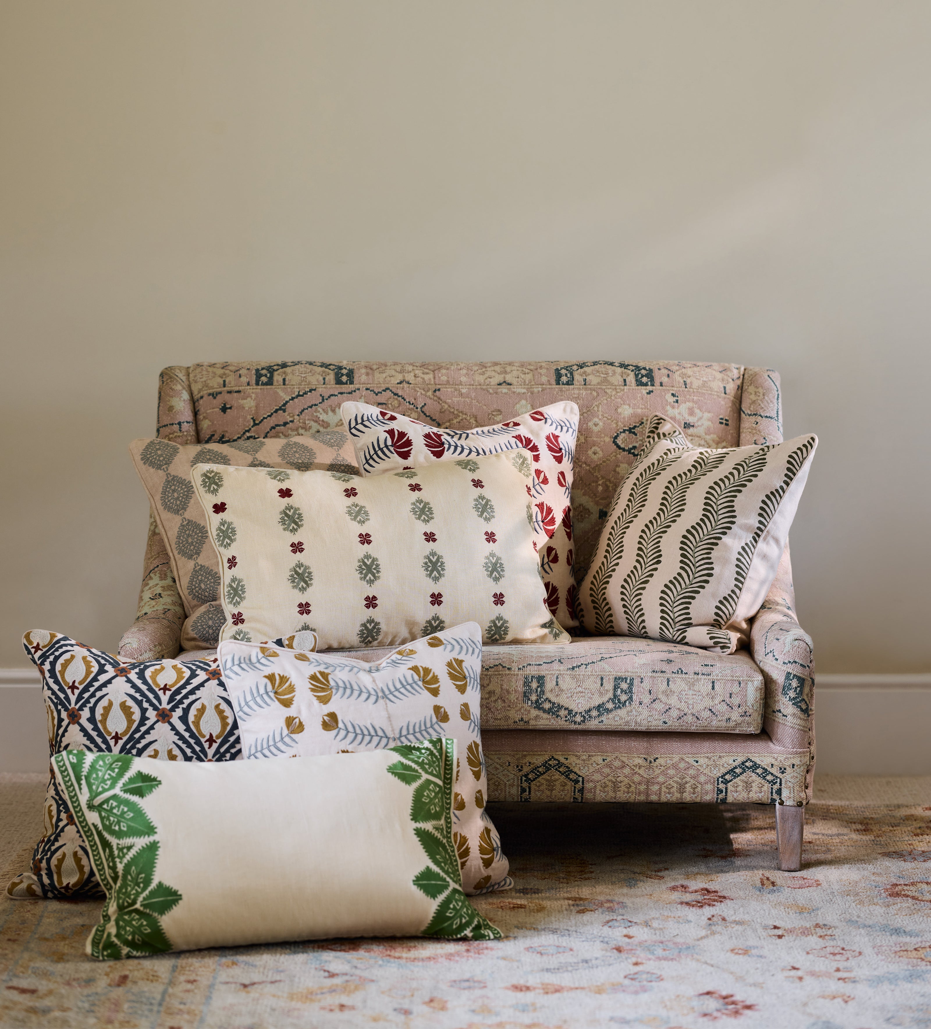 Highweald Cushion Cover - Red/Air Force Blue