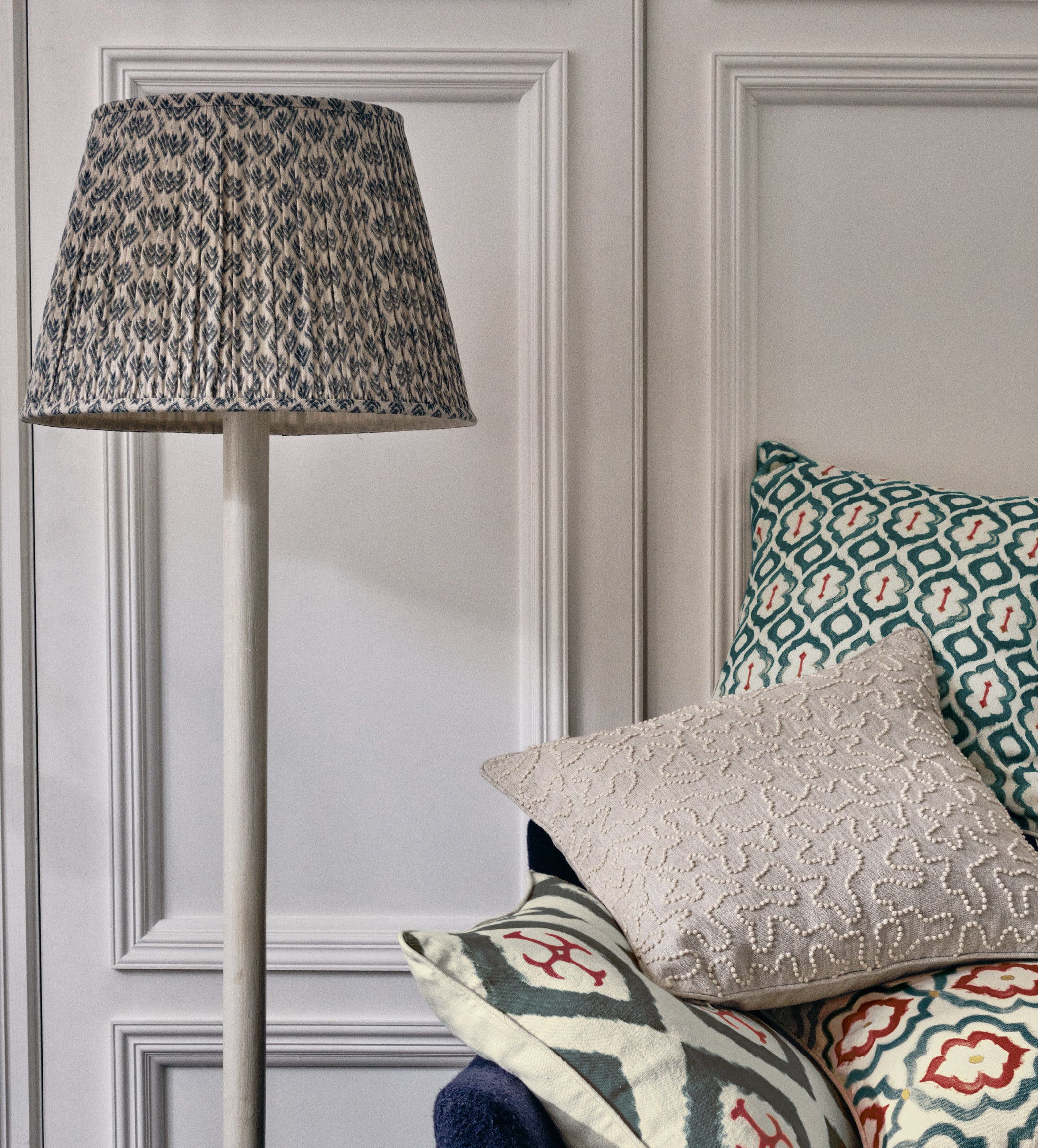 Hirkani Pleated Linen Lampshade 45cm - Air Force Blue