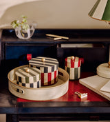 Joshuah Lidded Pots and Tray - Set of Three - Multi