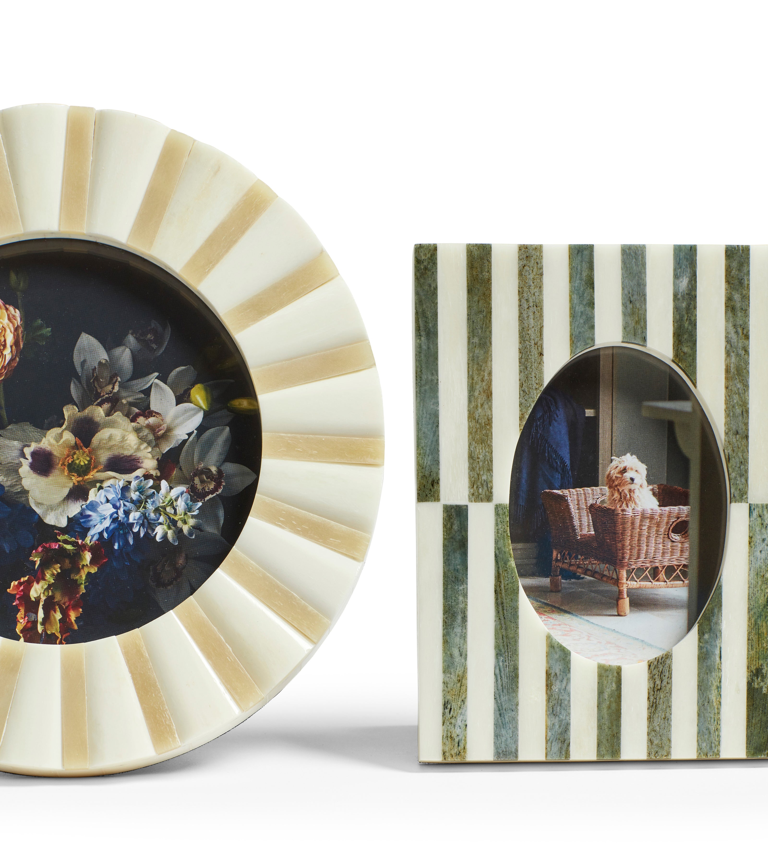 Judwa Bone Picture Frames Pair - Multi