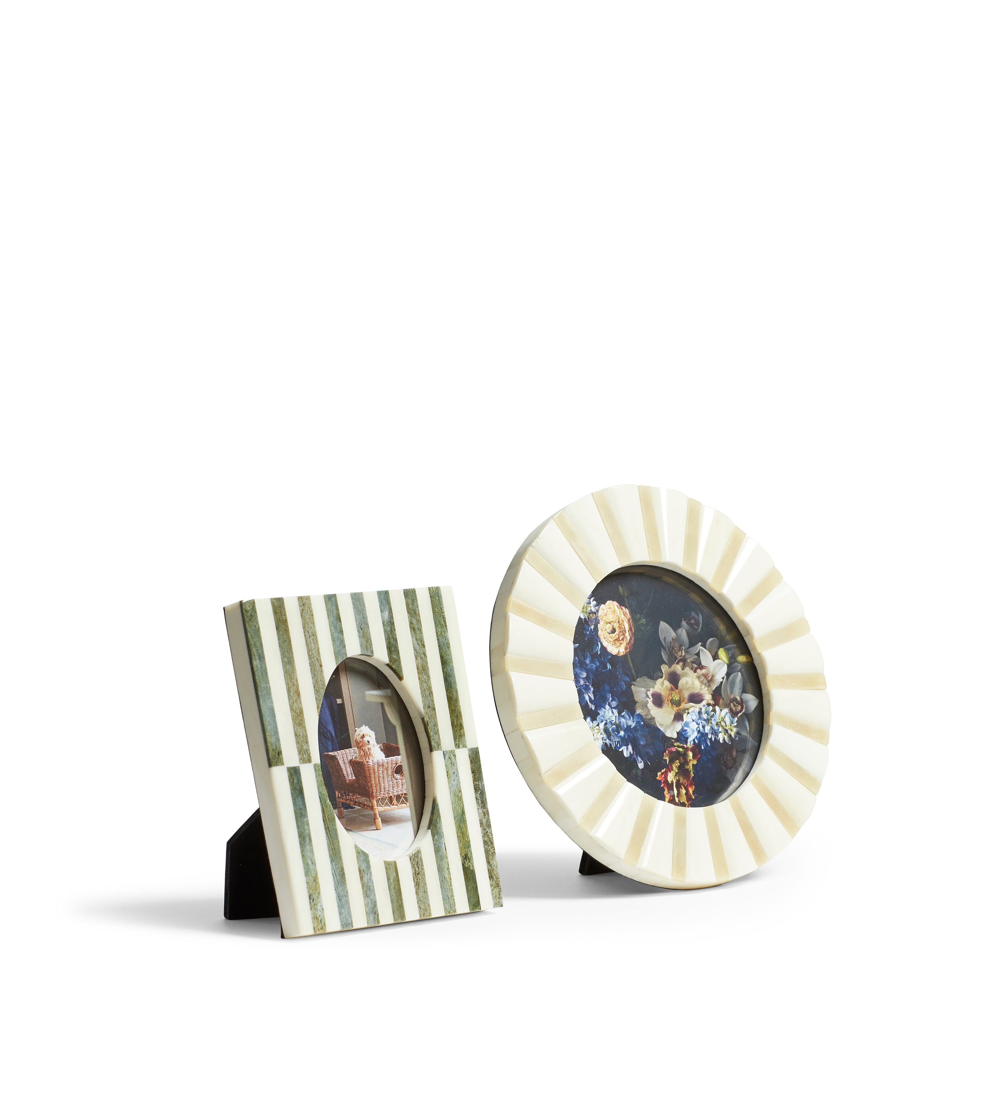 Judwa Bone Picture Frames Pair - Multi