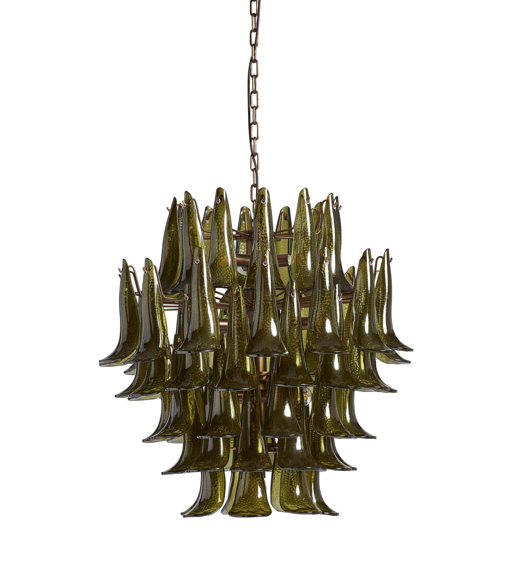 Kaihua Tiered Glass Chandelier - Large - Olive