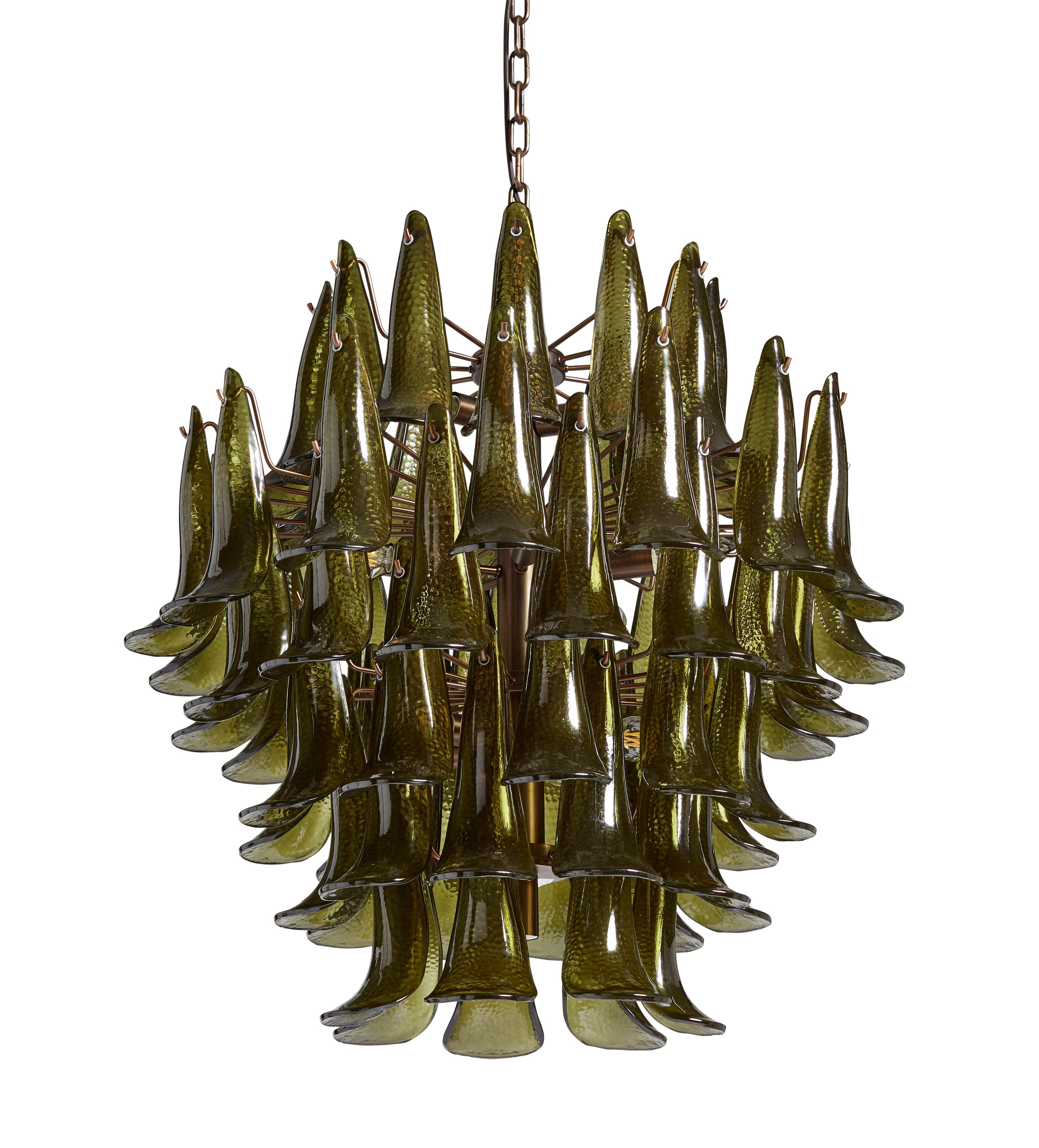 Kaihua Tiered Glass Chandelier - Large - Olive