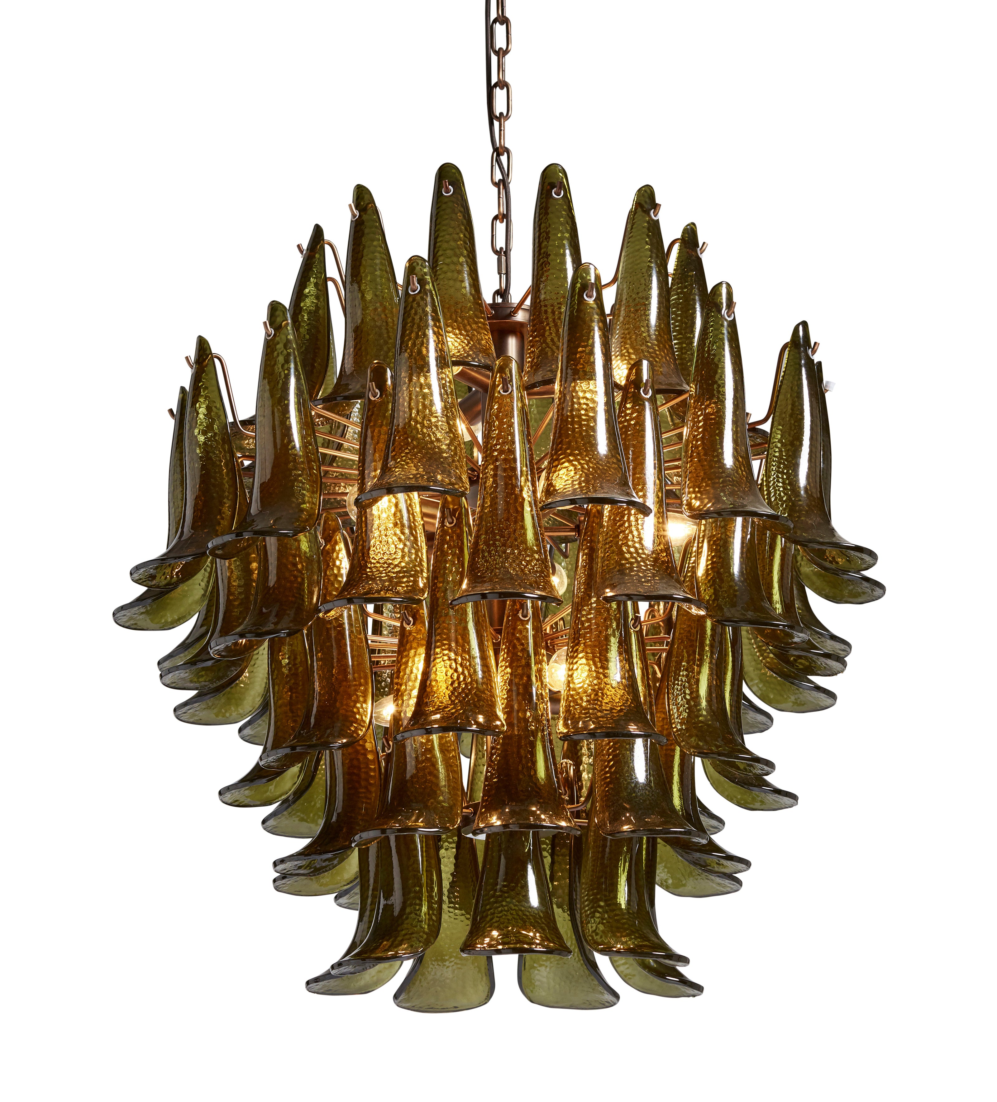 Kaihua Tiered Glass Chandelier - Large - Olive