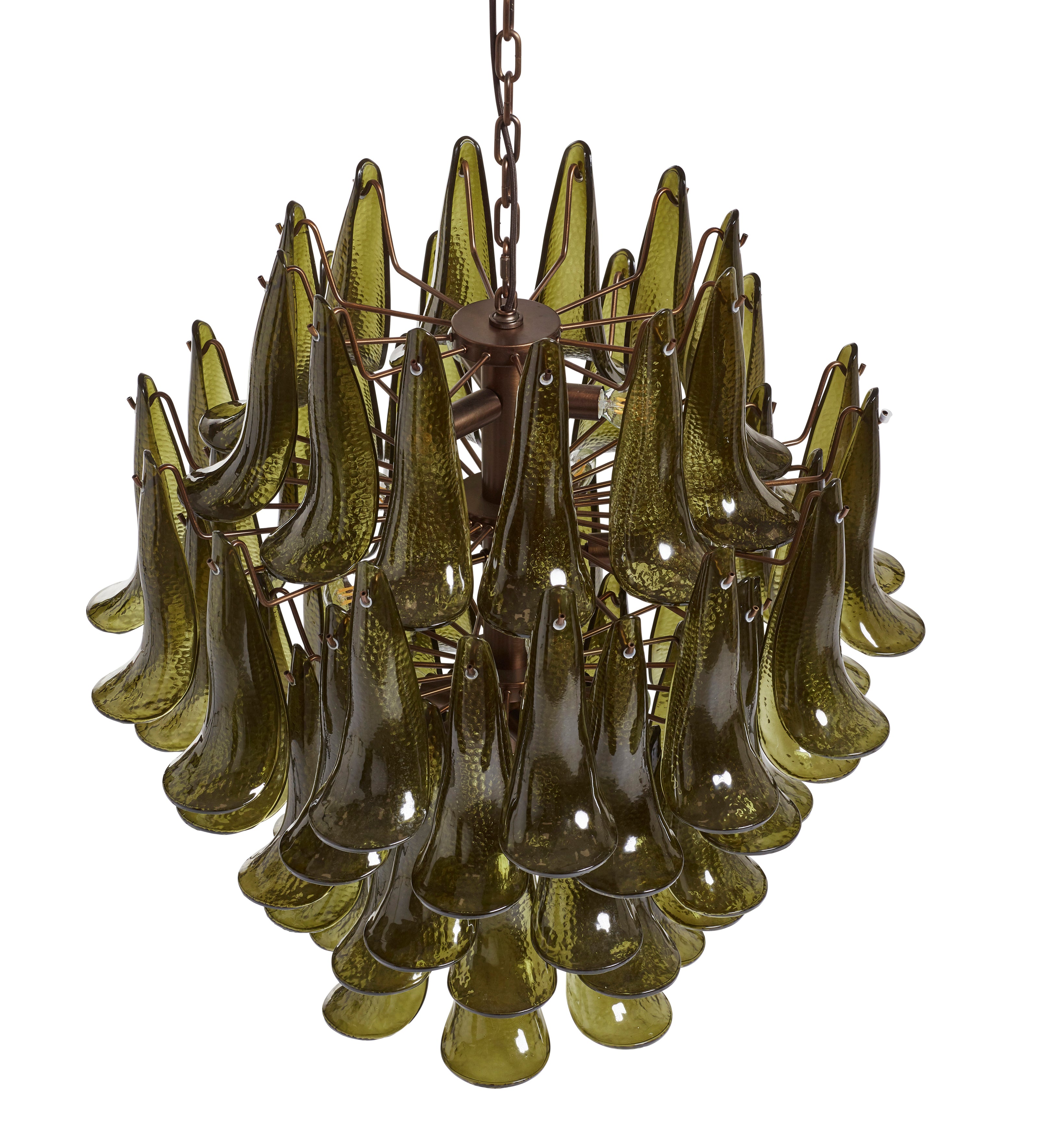 Kaihua Tiered Glass Chandelier - Large - Olive