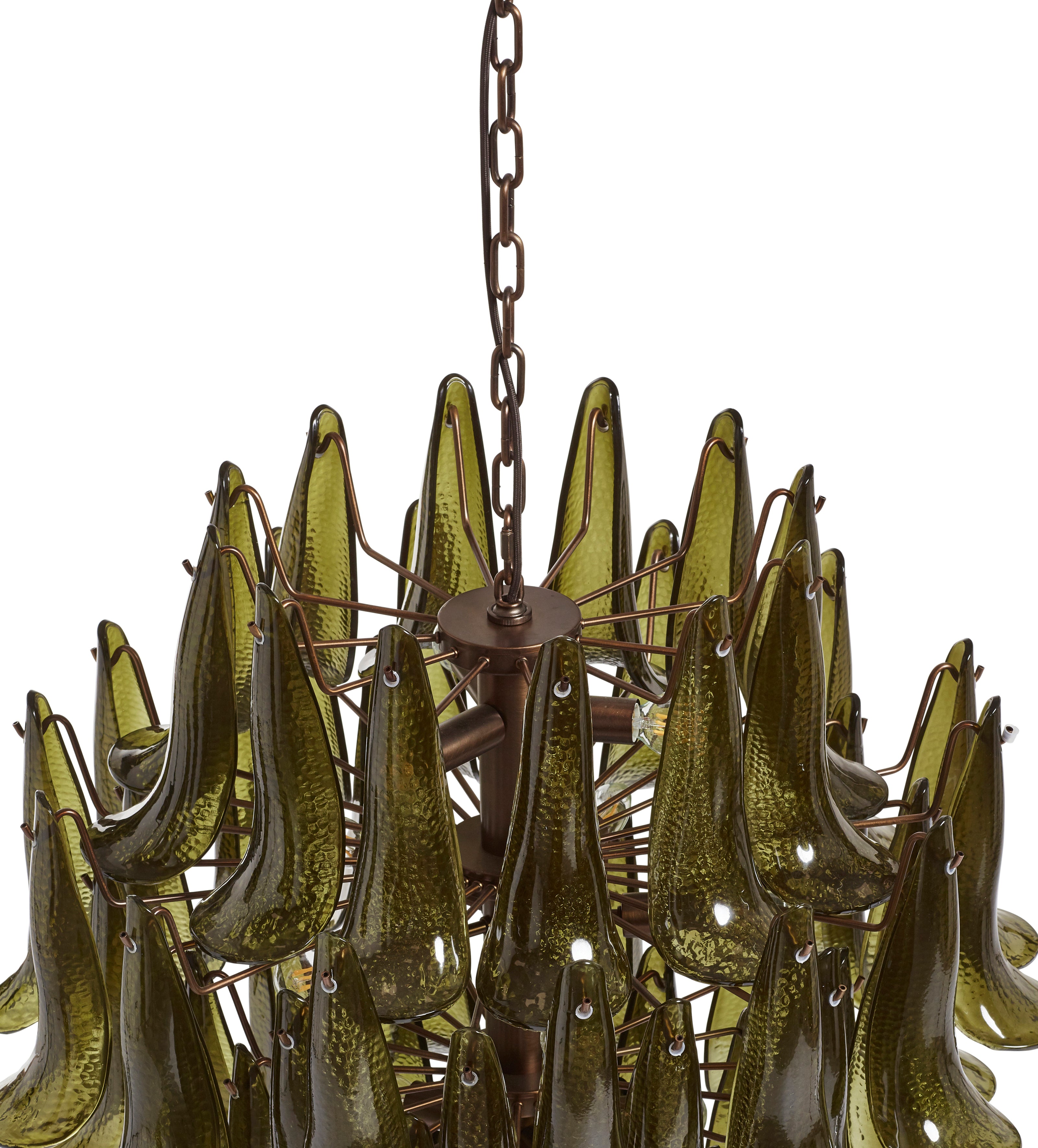 Kaihua Tiered Glass Chandelier - Large - Olive