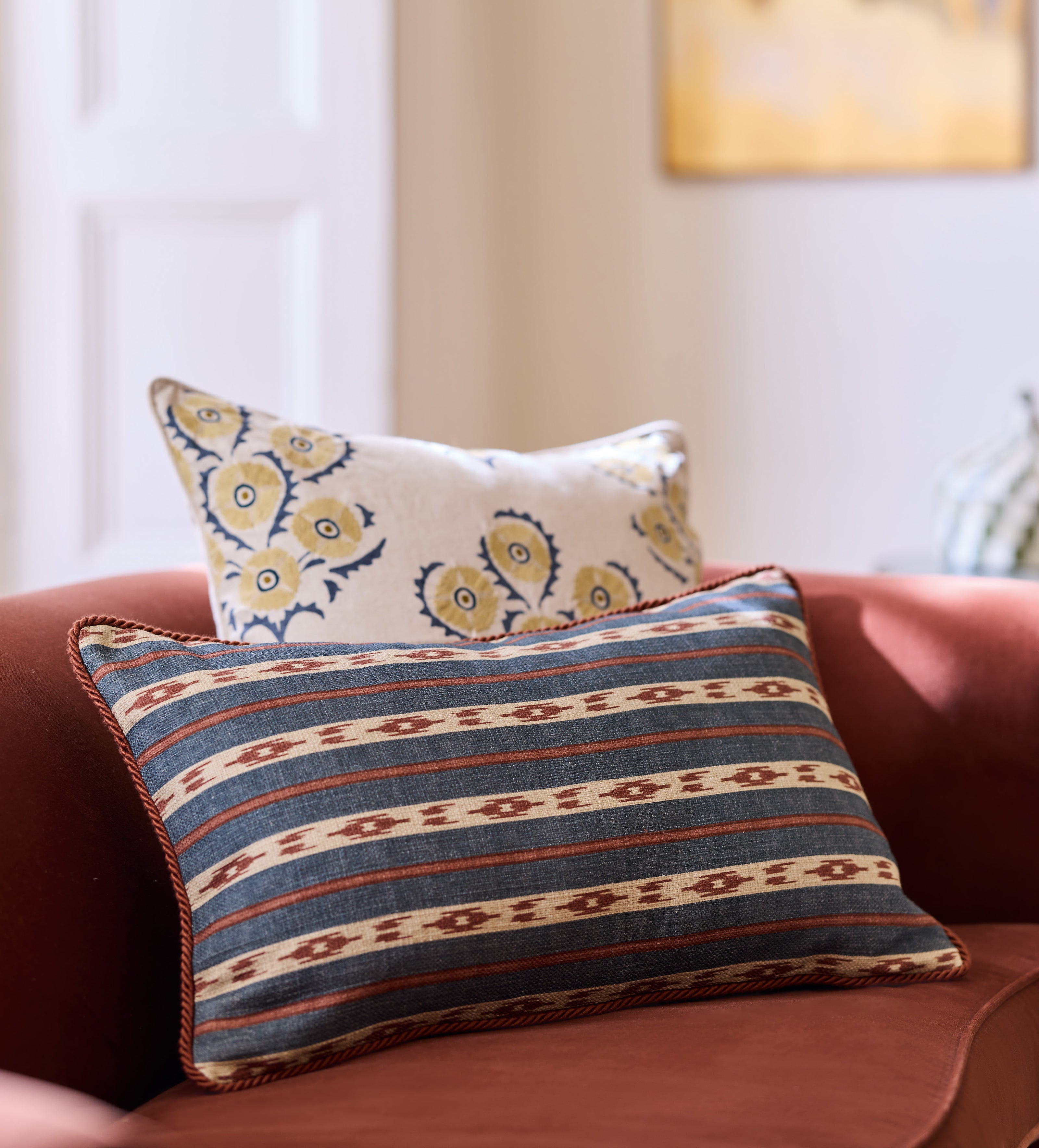 Kalimantan Cushion Cover - Air Force Blue/Russet