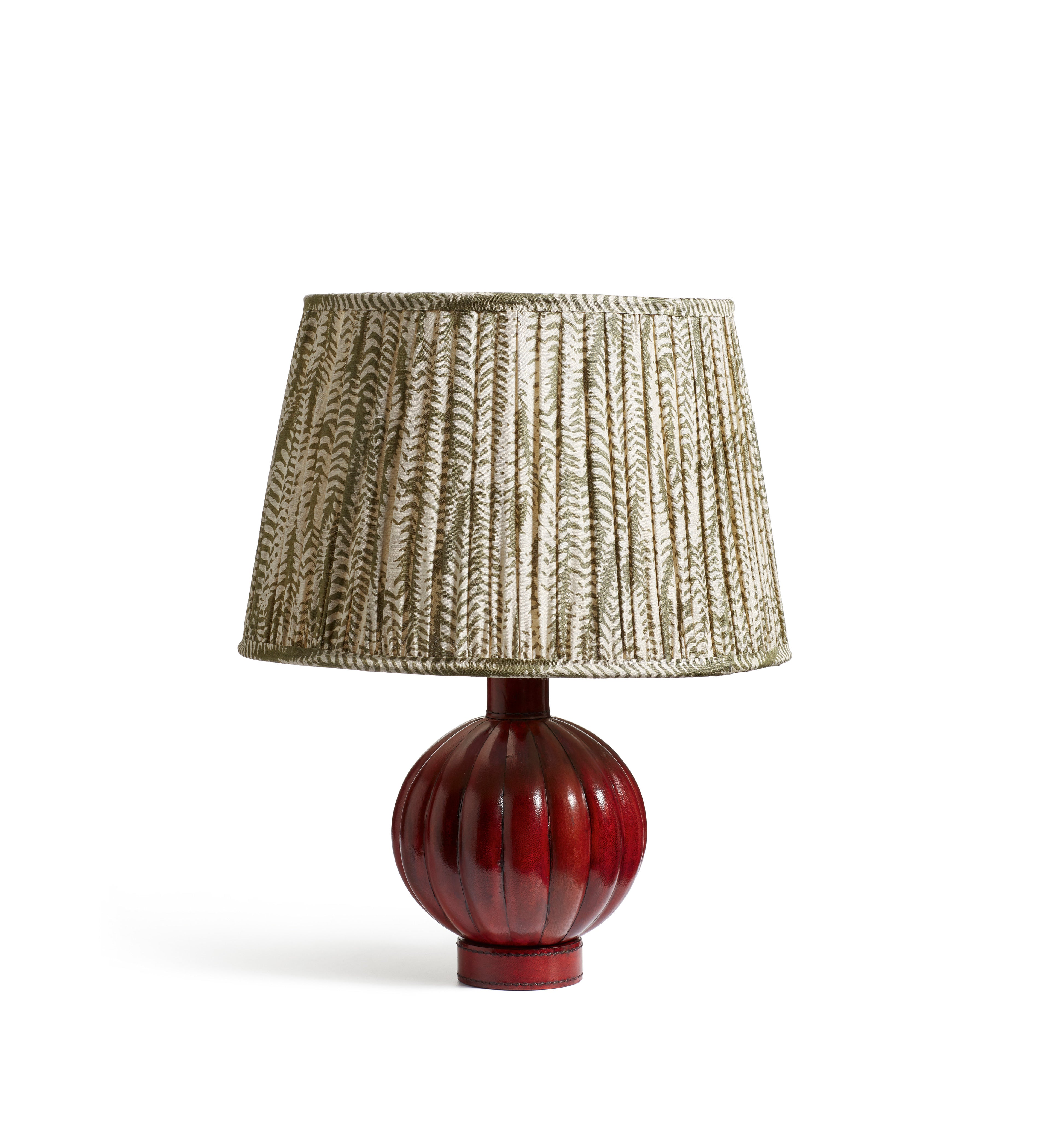 Karaffel Leather Table Lamp Base - Brushed Red | OKA