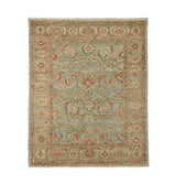 Wool Handknotted Rug - Light Green/Camel