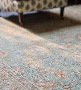 Wool Handknotted Rug - Light Green/Camel