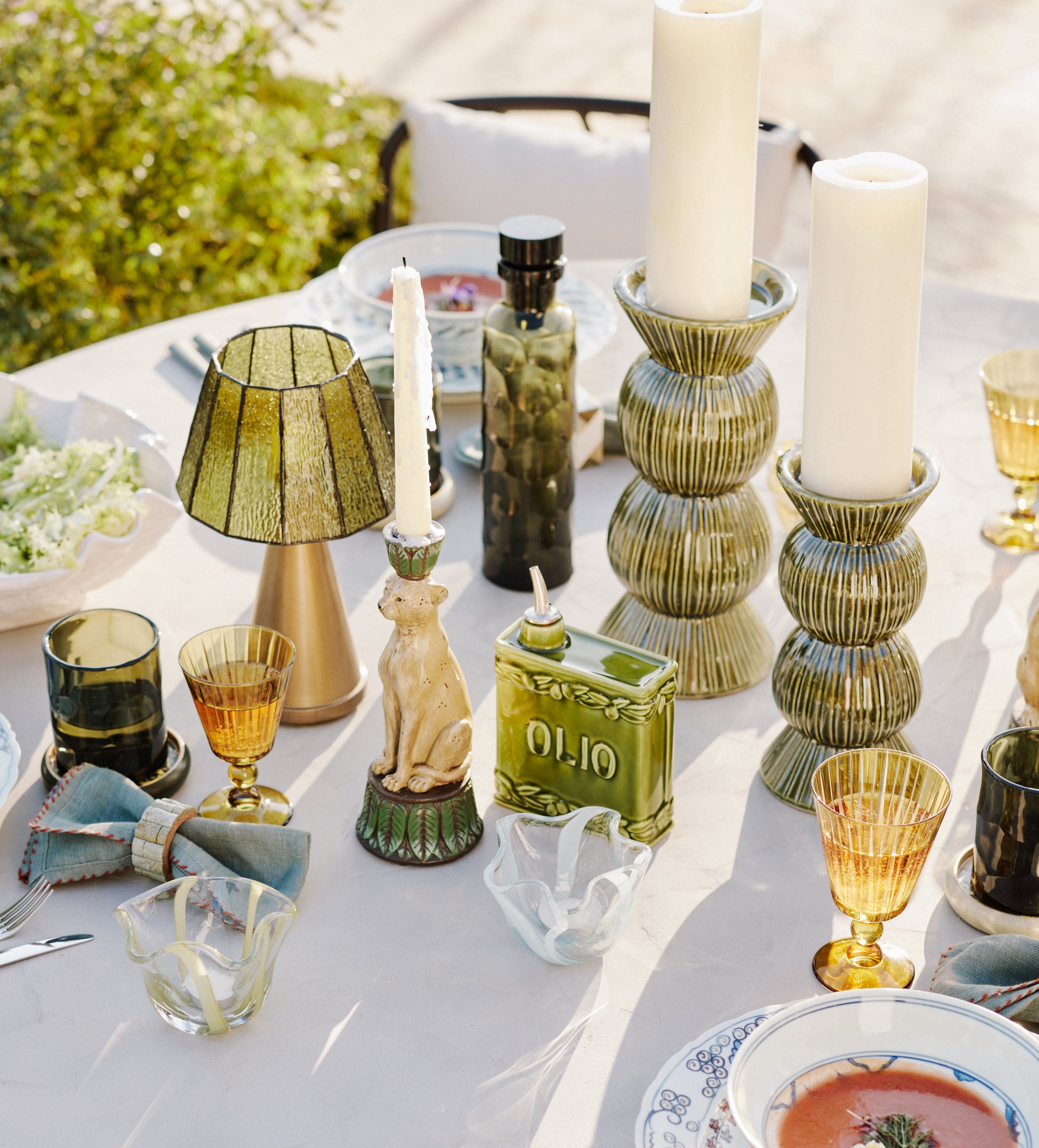 Katskhi Candle Holders Pair - Green