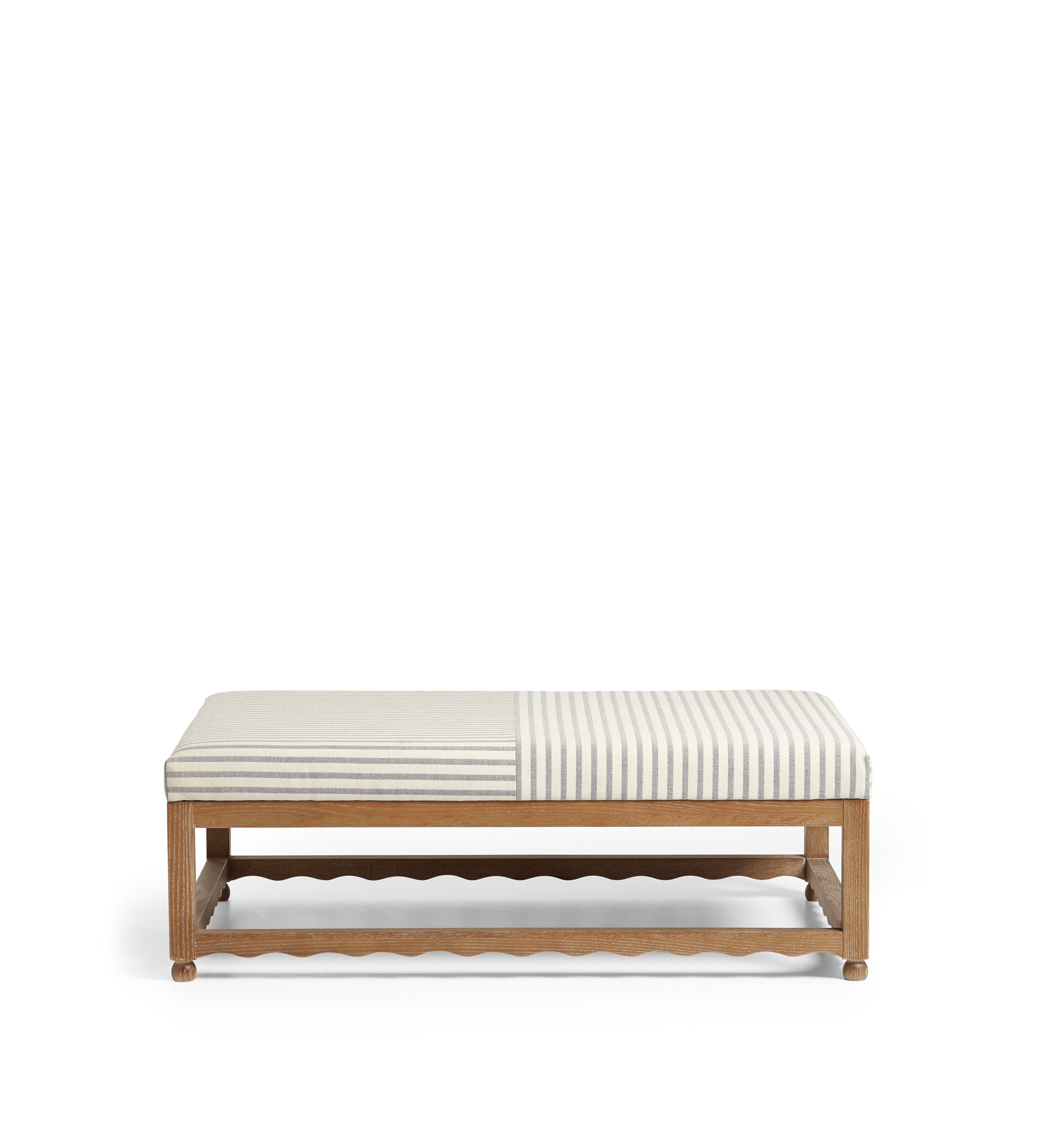 Kerensa Linen Ottoman - Burnt Oak/Sapphire | OKA