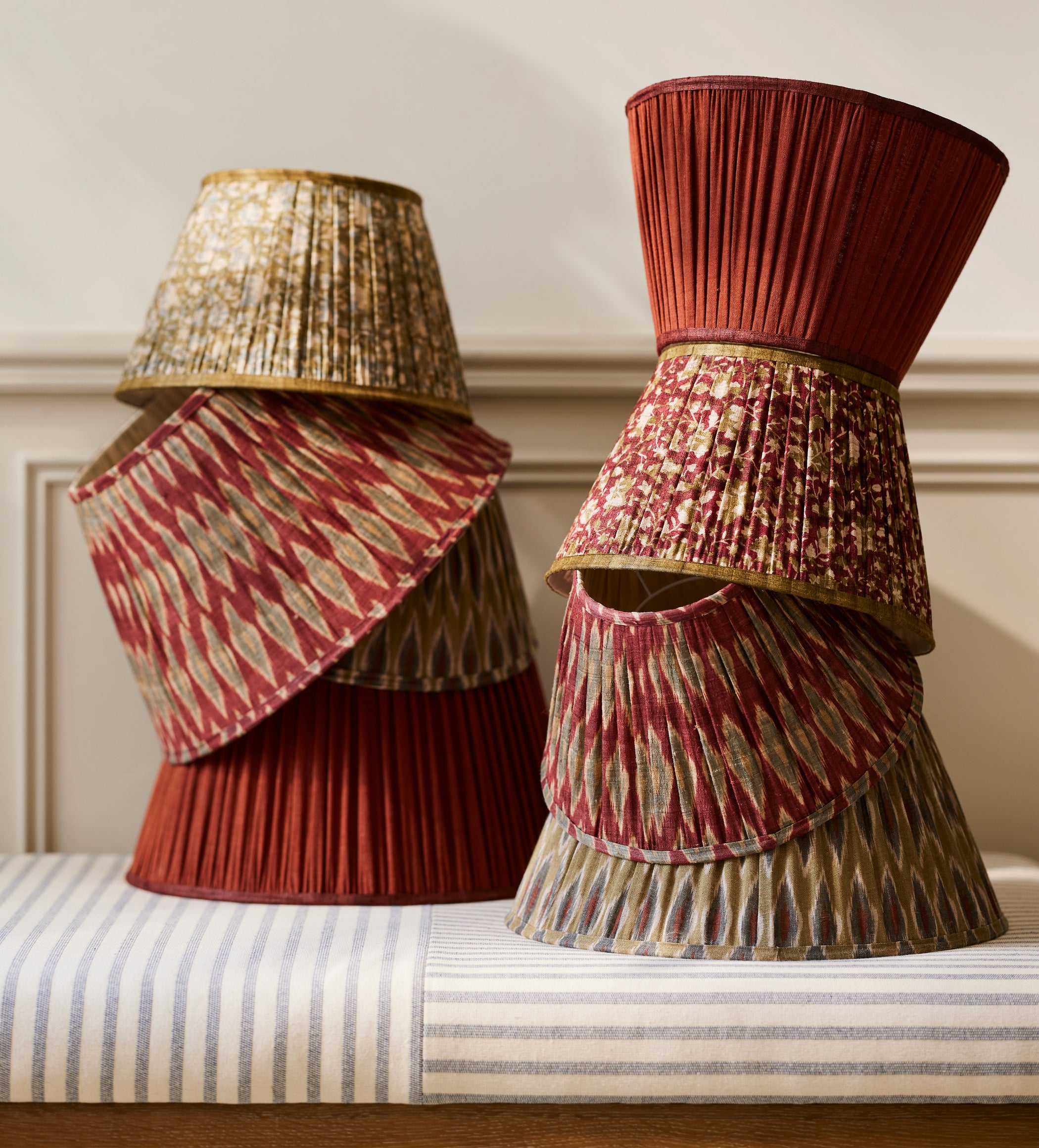 Kerensa Linen Ottoman - Burnt Oak/Sapphire