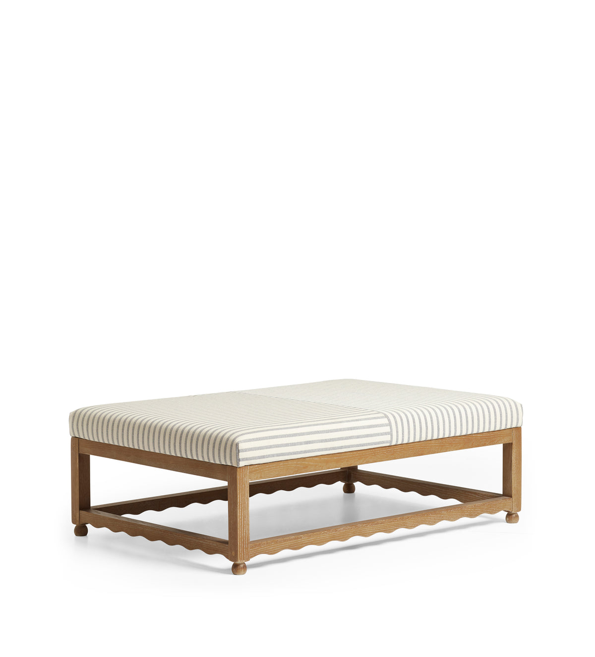 Kerensa Striped Linen Ottoman - Burnt Oak & Sapphire
