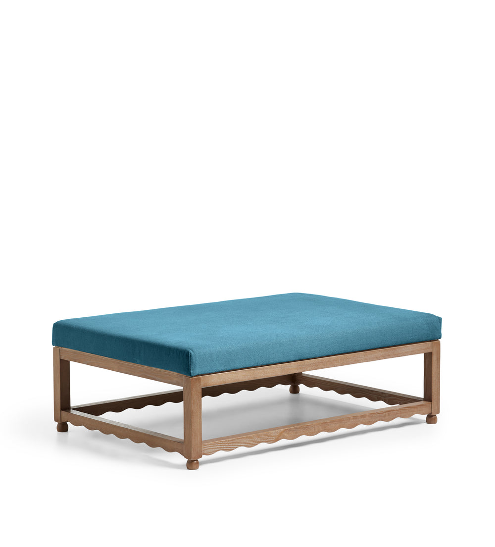 Kerensa Linen Ottoman - Cerulean