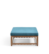 Kerensa Linen Ottoman - Cerulean