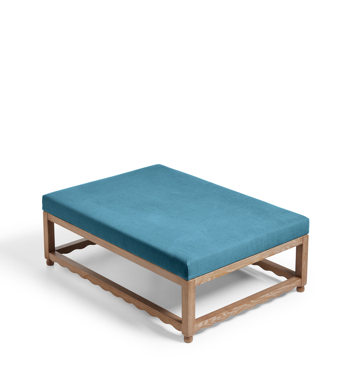 Kerensa Linen Ottoman - Cerulean