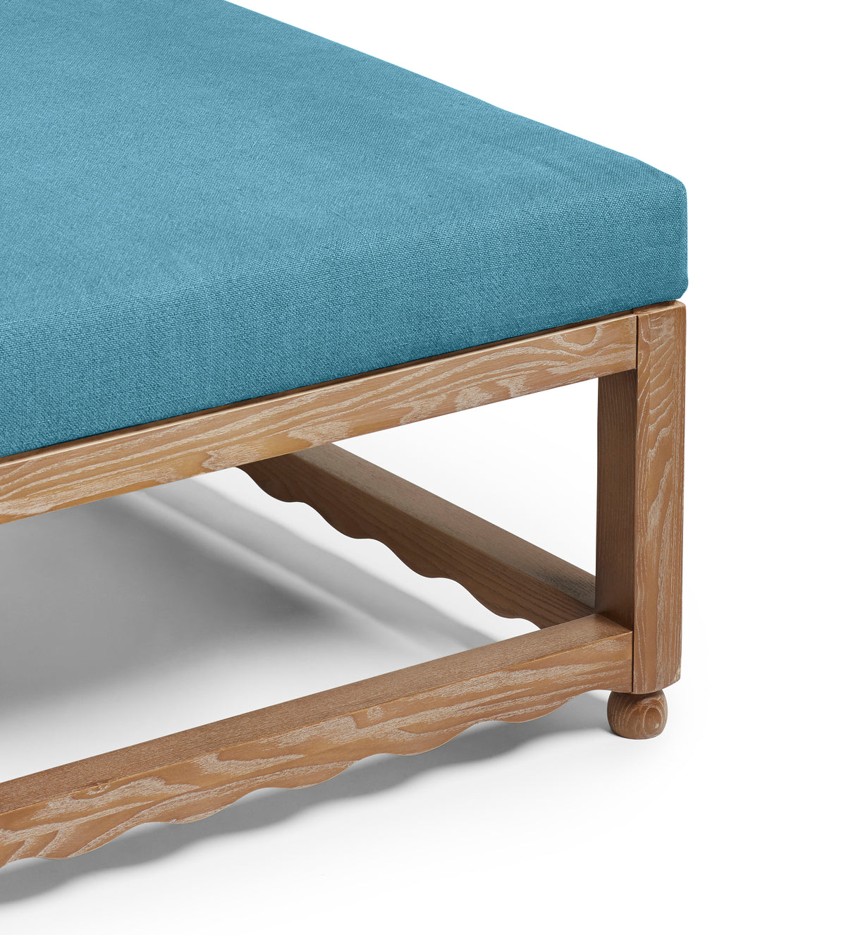 Kerensa Linen Ottoman - Cerulean