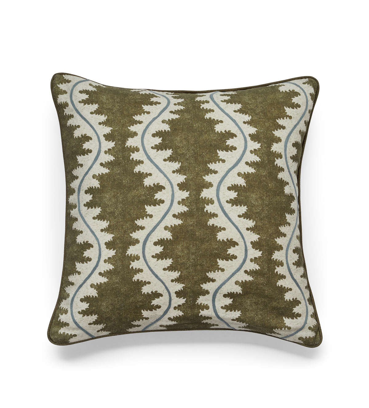 Oka Raspberry Cushions Lahar Cushion Cover - Olive | OKA