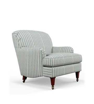 Coleridge Ticking Stripe Linen Armchair - Perfect Navy