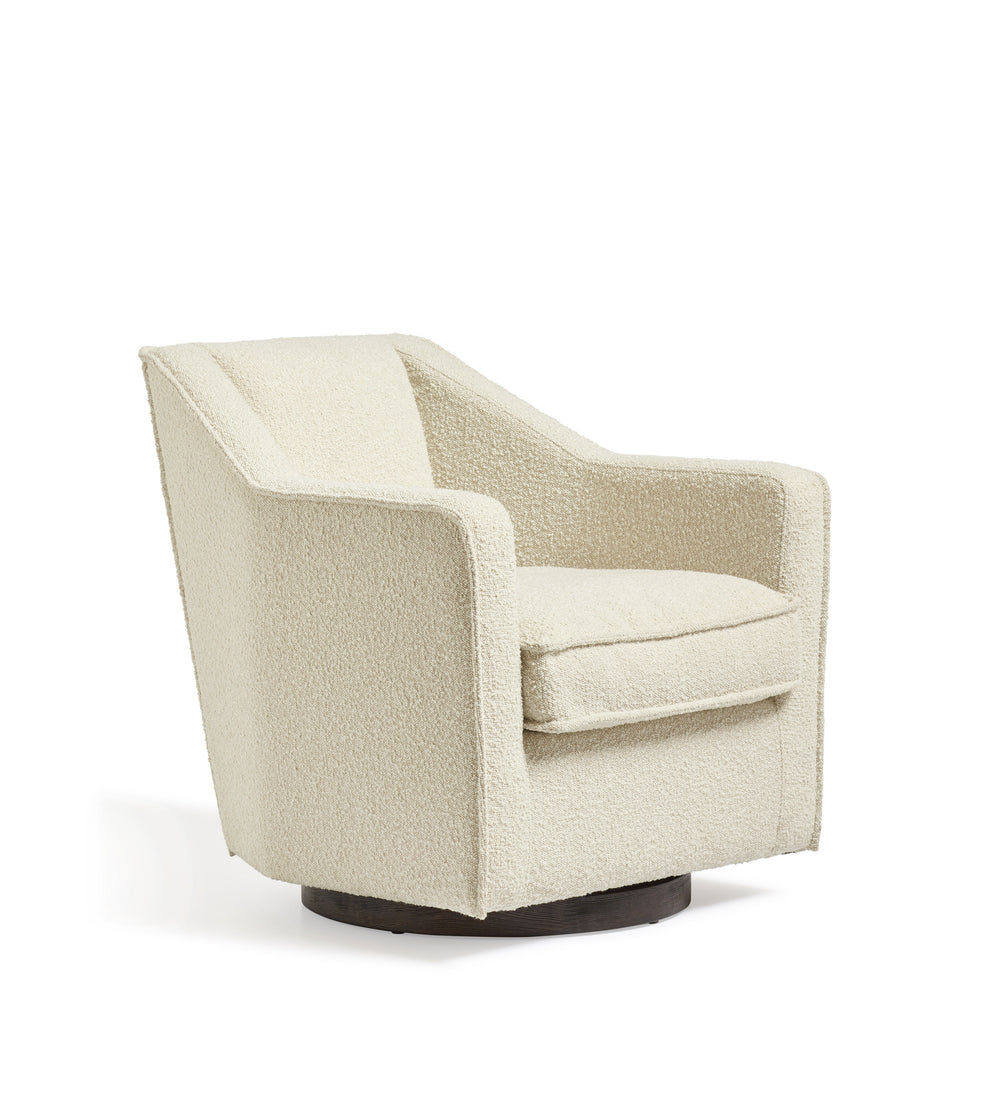 George Bouclé Swivel Armchair - Large - Almond