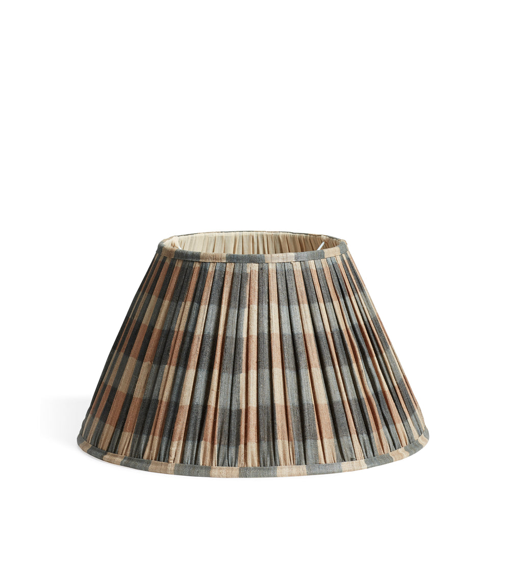Lavanya Silk Pleated Lampshade 45cm - Heron Blue/Apricot