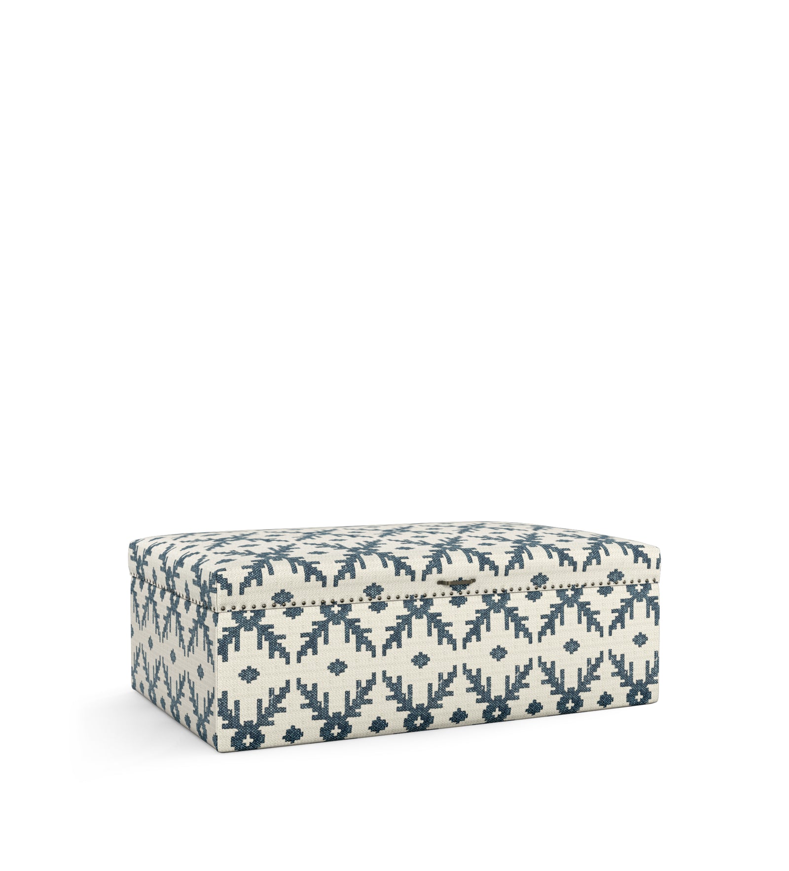 Lazaret Upholstered Storage Ottoman - Midnight Blue/Off-White