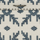 Lazaret Upholstered Ottoman - Midnight Blue/Off-White