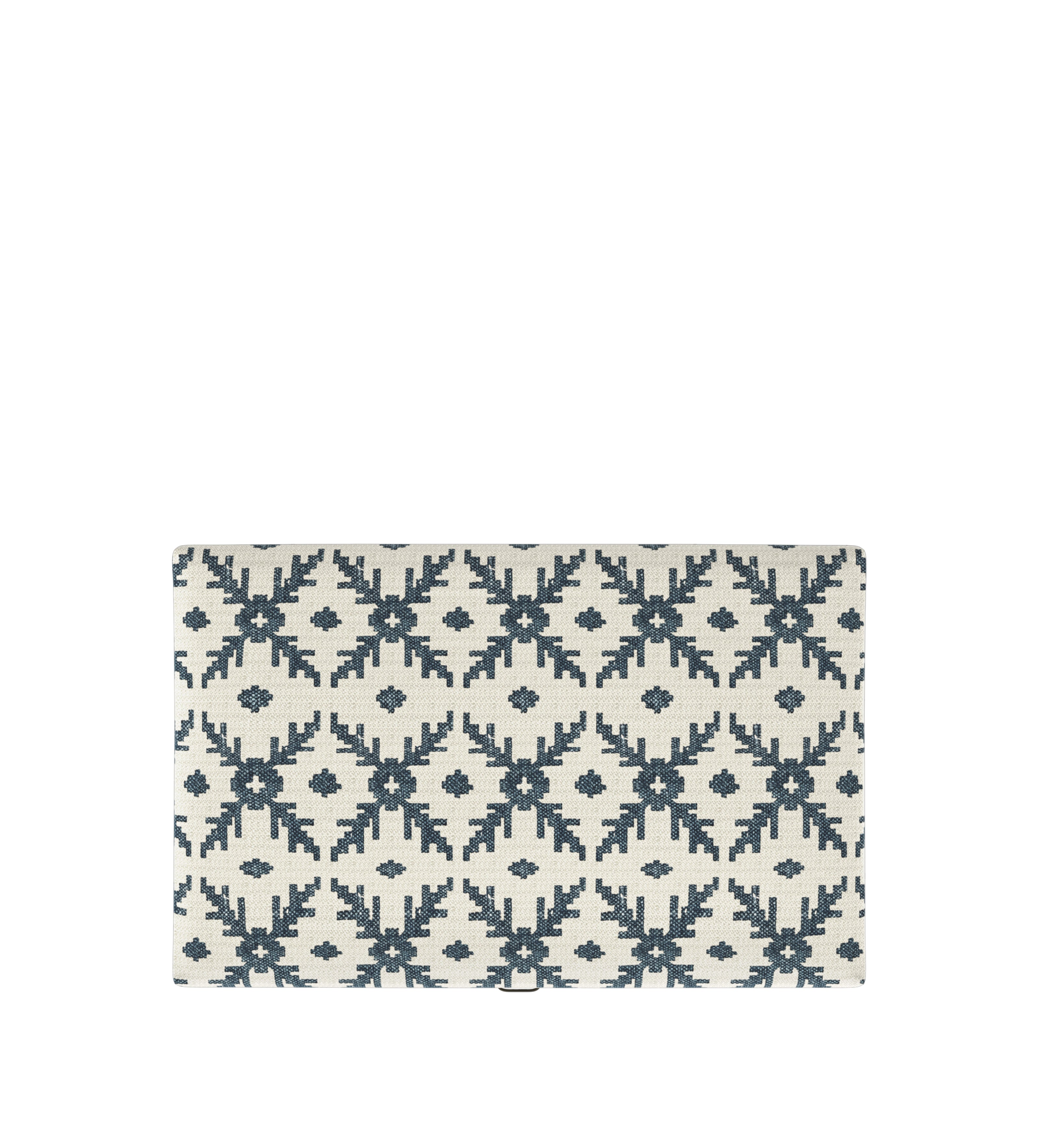 Lazaret Upholstered Ottoman - Midnight Blue/Off-White