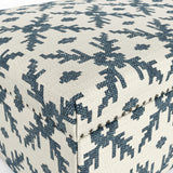 Lazaret Upholstered Ottoman - Midnight Blue/Off-White